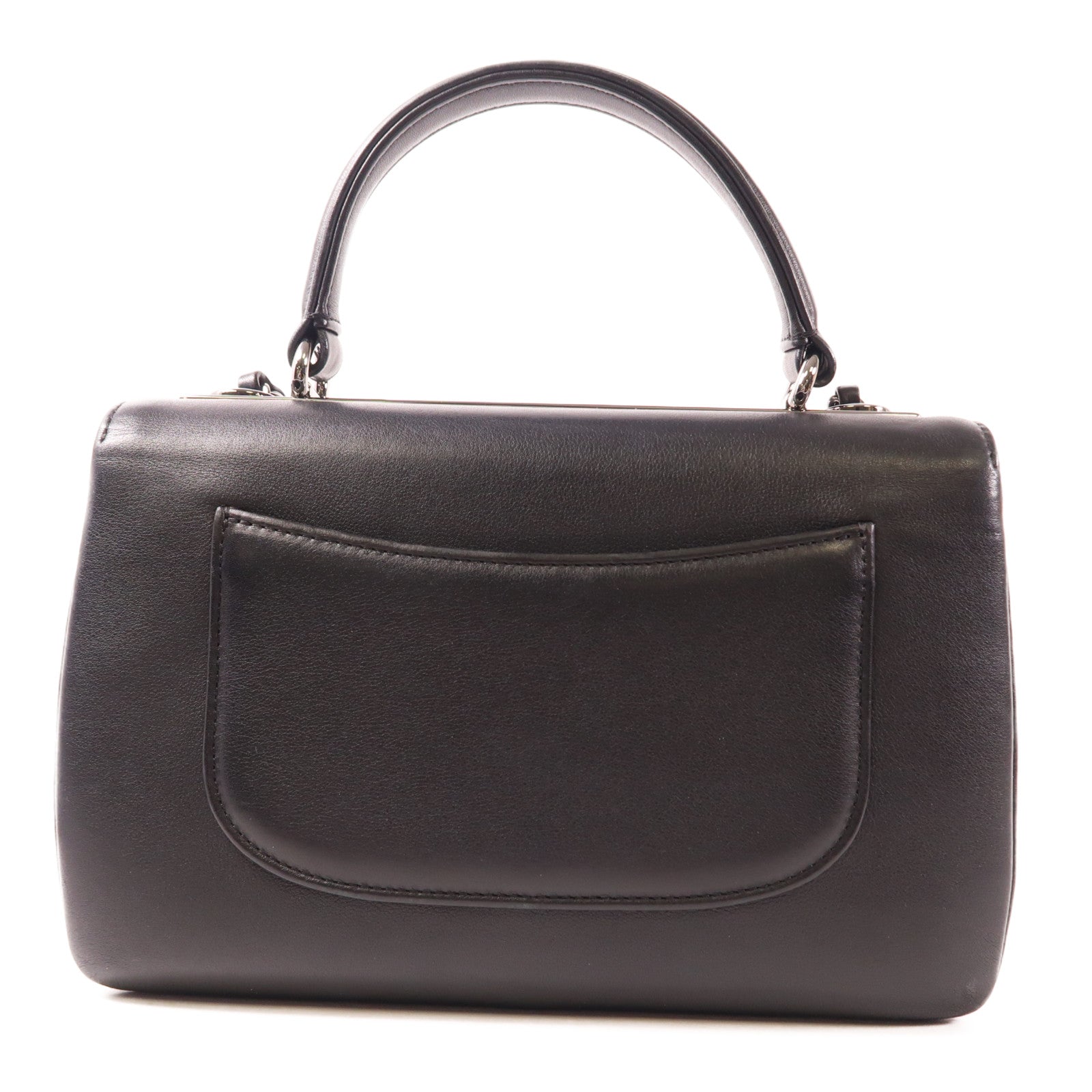 CHANEL 牛皮皮革2 Way Shoulder銀扣手挽肩背兩用袋