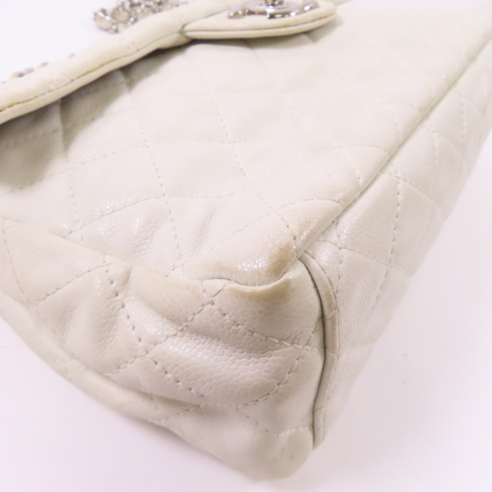 CHANEL 牛皮皮革Chain Shoulder銀扣鏈帶肩背袋