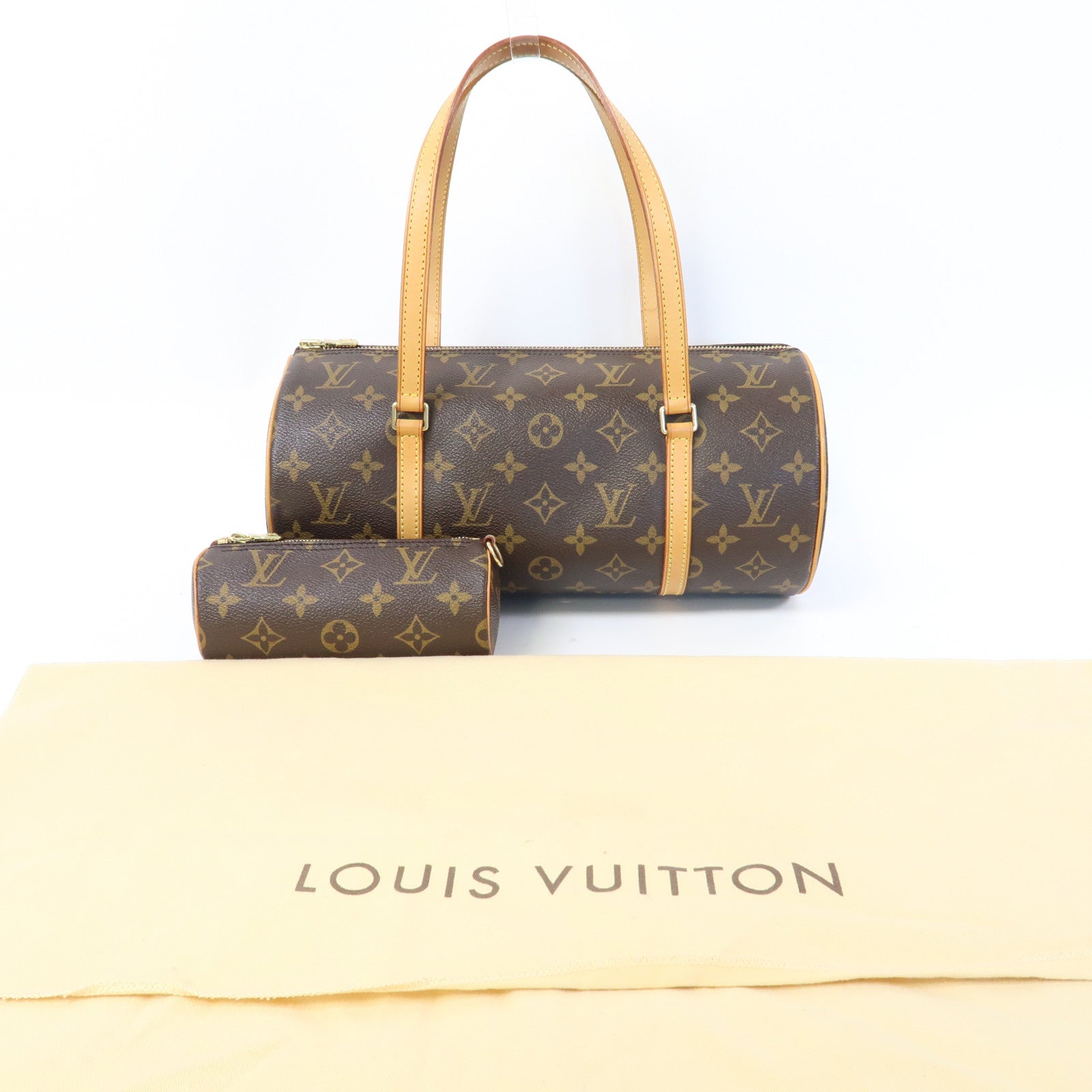LOUIS VUITTON Monogram Papillon 30金扣肩背袋啡色