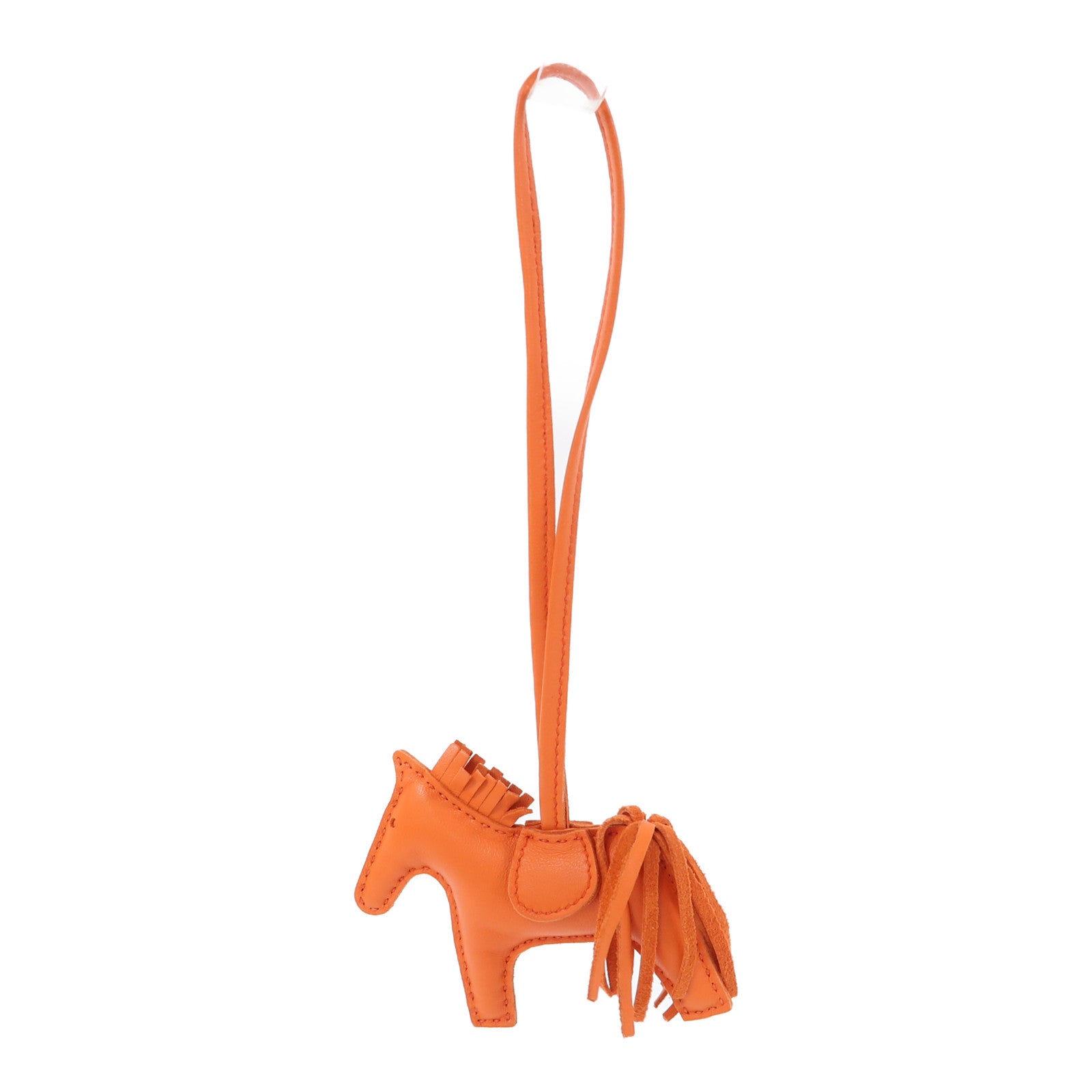 HERMES Swift皮革Rodeo PM掛飾橙色