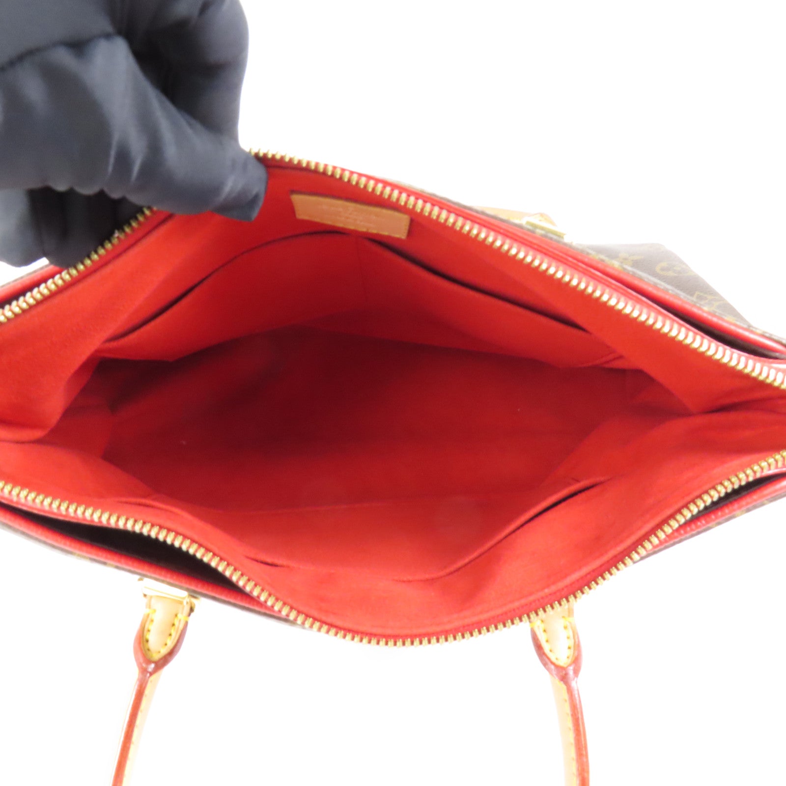 LOUIS VUITTON Monogram Pallas金扣手挽肩背兩用袋棕色/紅色