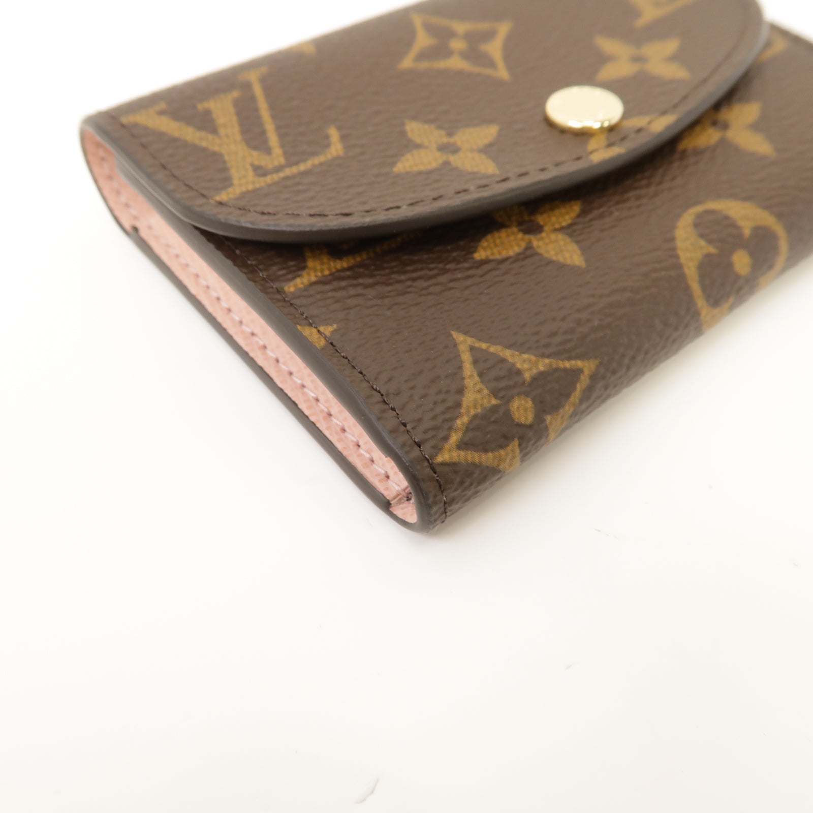 LOUIS VUITTON Monogram Card Case金扣卡片套棕色/粉紅色