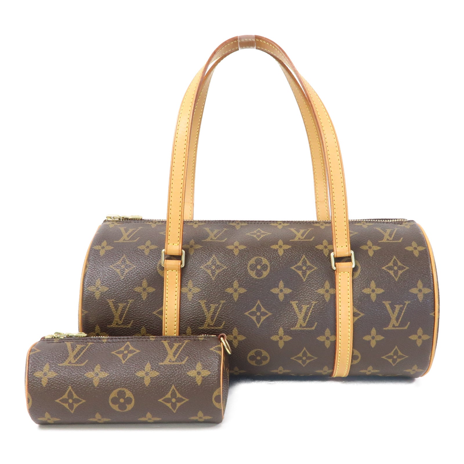 LOUIS VUITTON Monogram Papillon 30金扣肩背袋啡色
