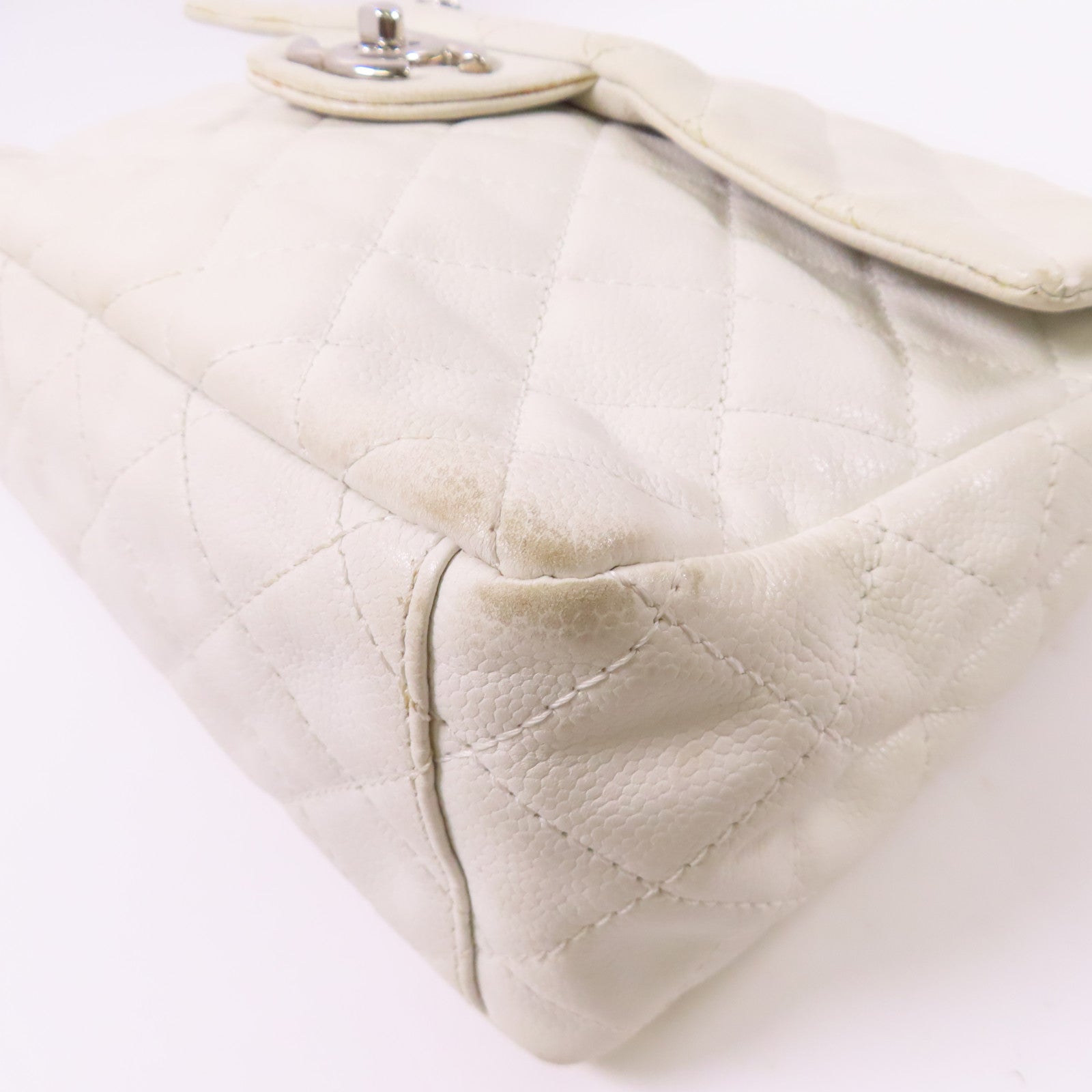 CHANEL 牛皮皮革Chain Shoulder銀扣鏈帶肩背袋