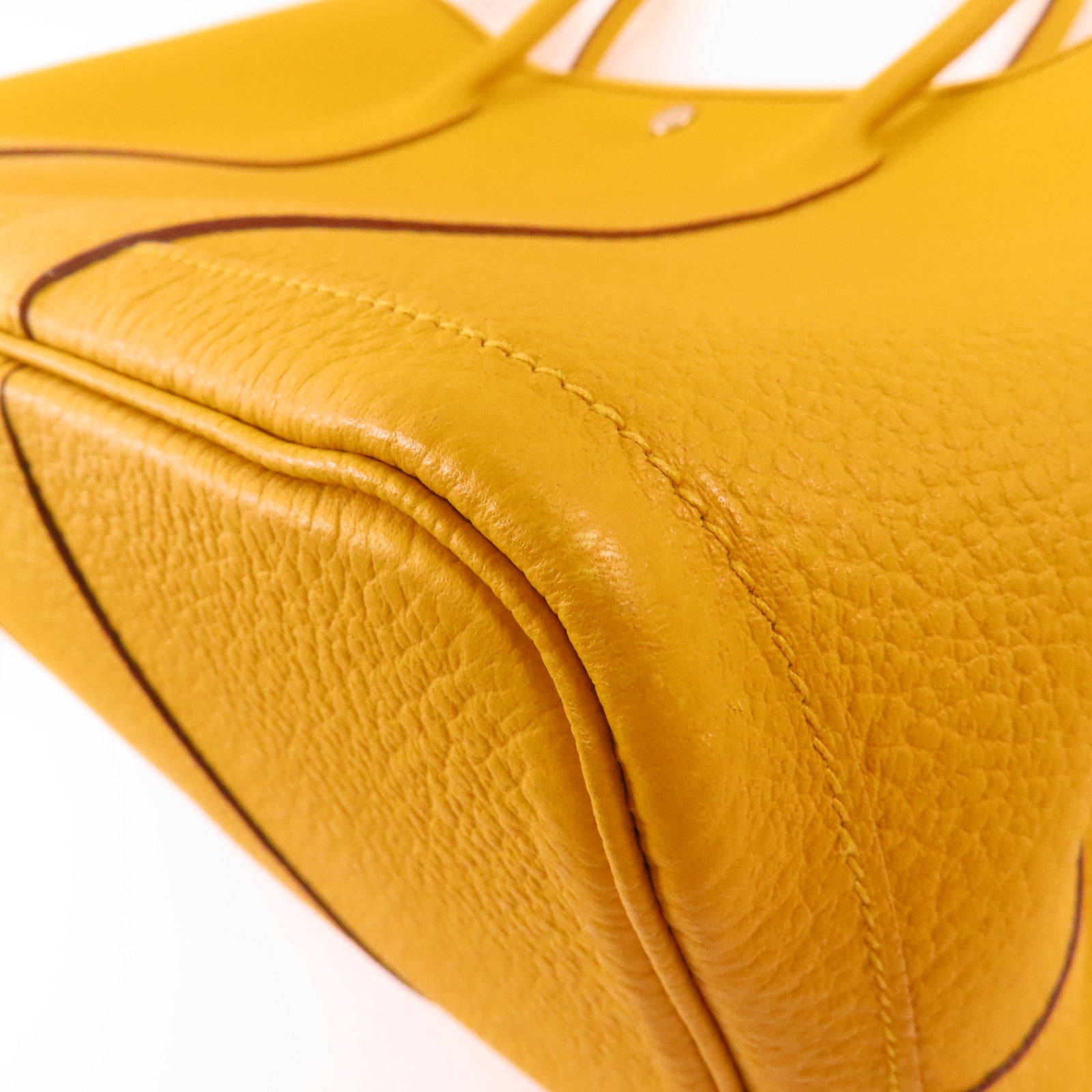 HERMES 【激減優惠】Negonda皮革Garden Party PM銀扣手挽袋2P Cumin