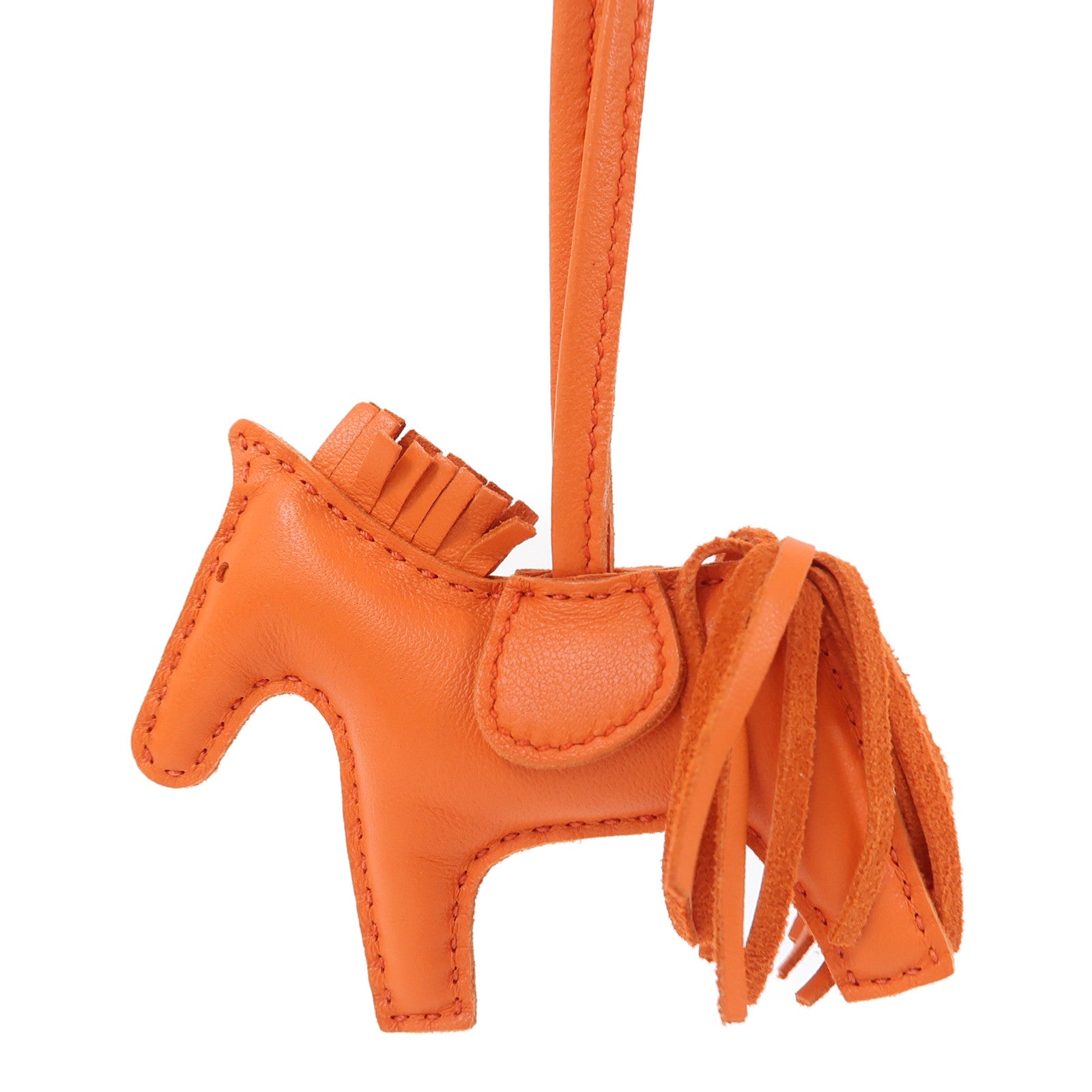 HERMES Swift皮革Rodeo PM掛飾橙色