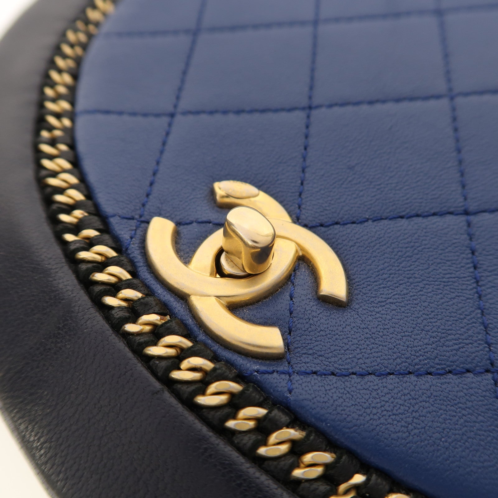CHANEL 【激減優惠】牛皮皮革Shuolder Bag金扣手挽肩背兩用袋藍色