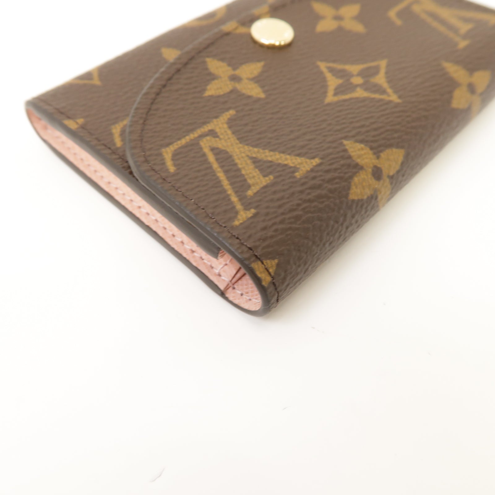 LOUIS VUITTON Monogram Card Case金扣卡片套棕色/粉紅色