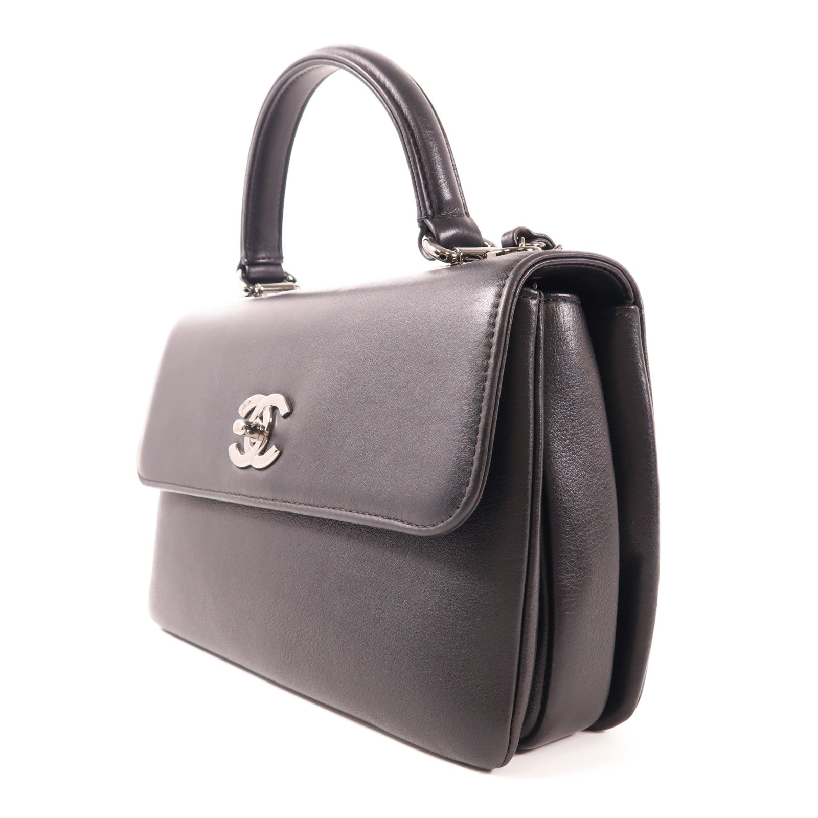 CHANEL 牛皮皮革2 Way Shoulder銀扣手挽肩背兩用袋