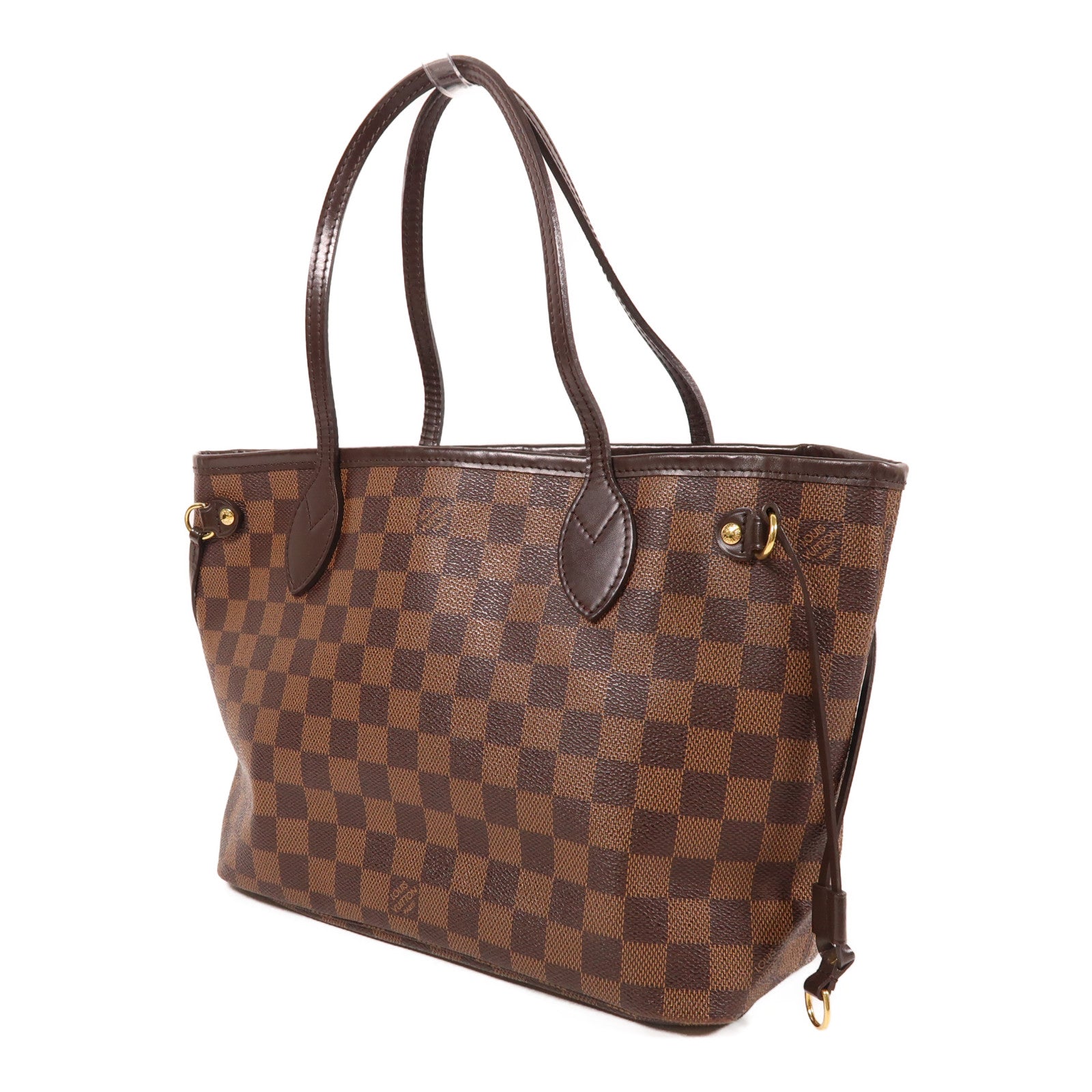 LOUIS VUITTON Damier Ebene Neverfull PM金扣手挽袋
