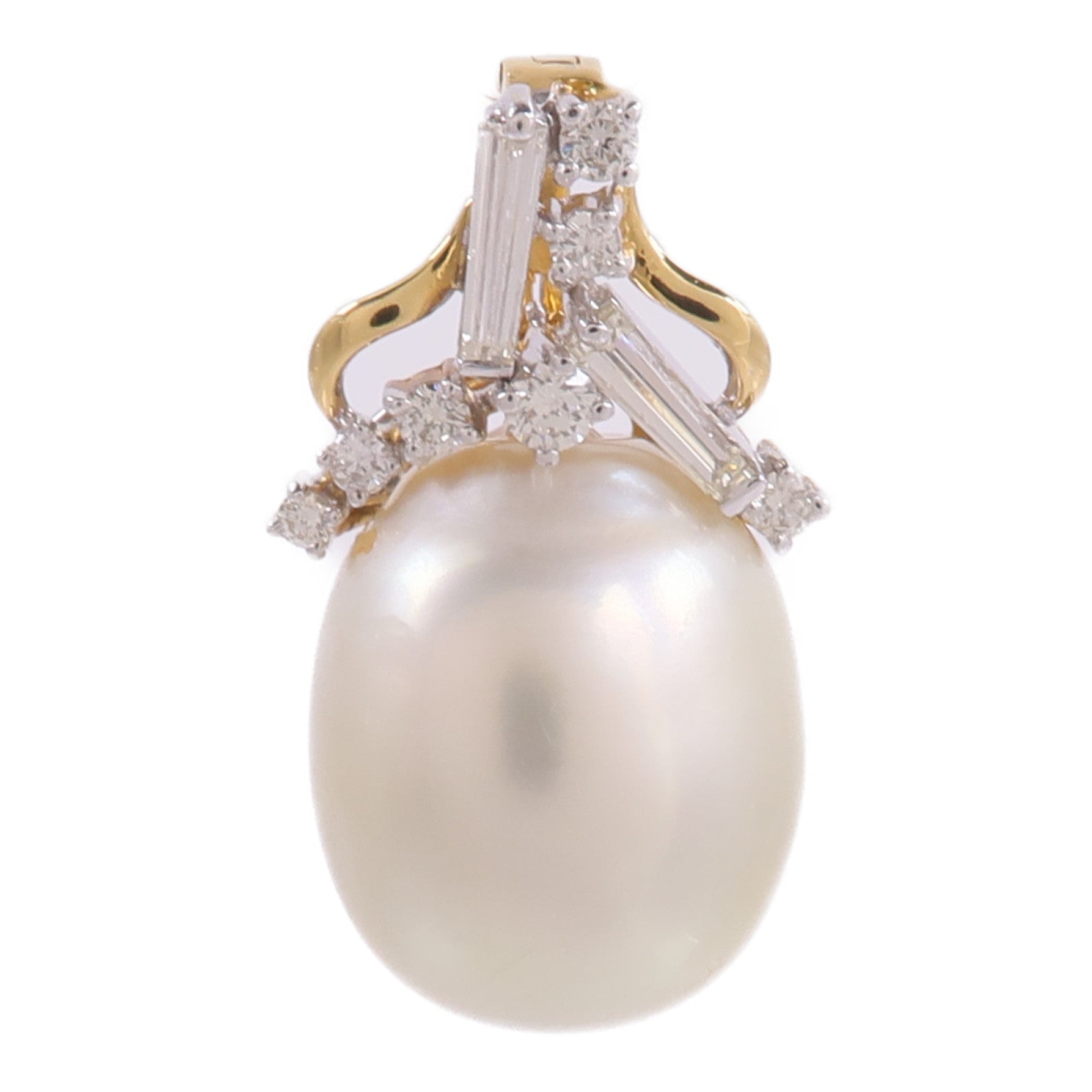 JEWELRY 18K黃金/白金Pearl Diamond Pendant Top珍珠/鑽石吊墜