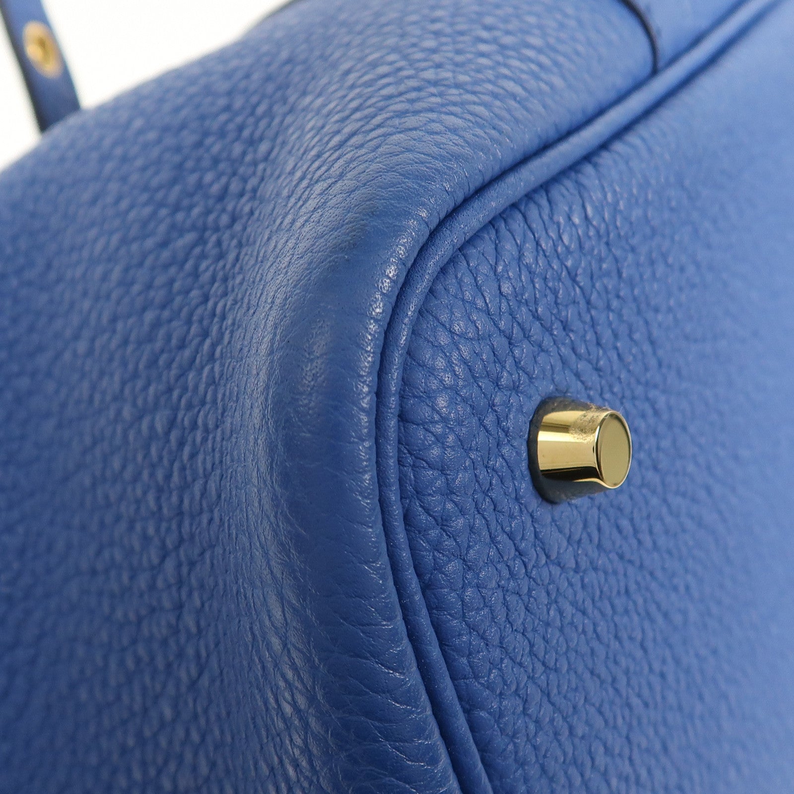 HERMES Clemence皮革Picotin MM金扣手挽袋Blue France