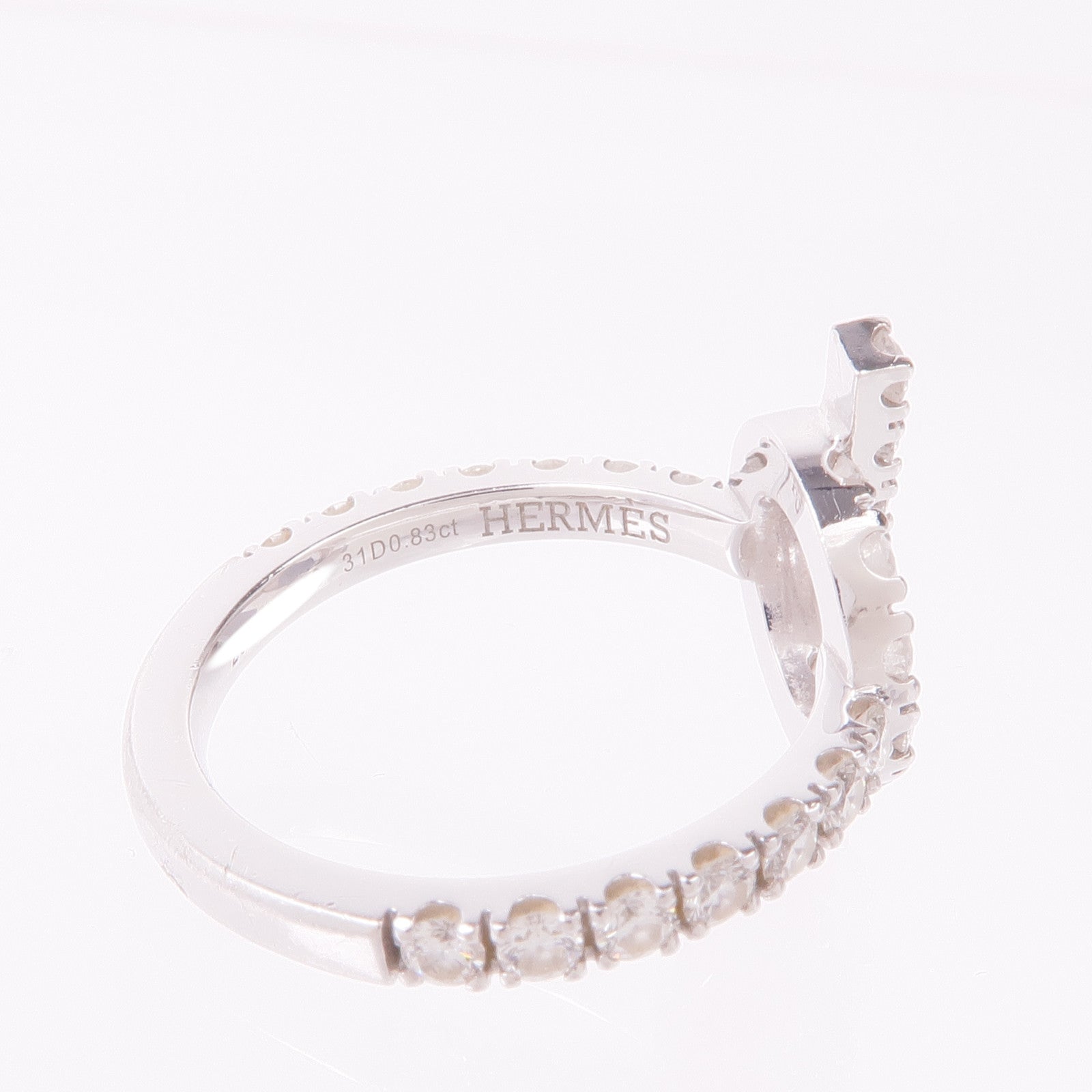 HERMES 18K白金Finesse Ring鑽石戒指Hermes#50/US#5.25