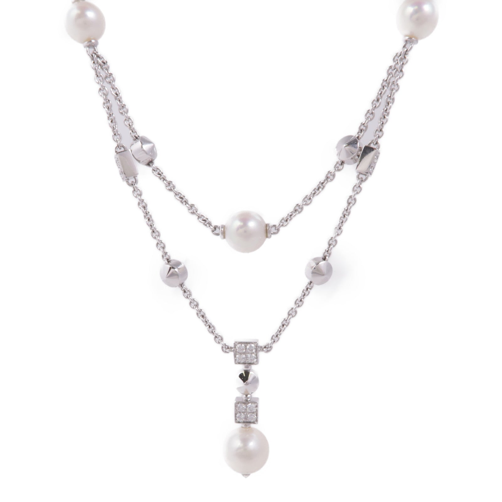 BVLGARI 18K白金Lucea Diamond Pearl Necklace珍珠/鑽石項鍊