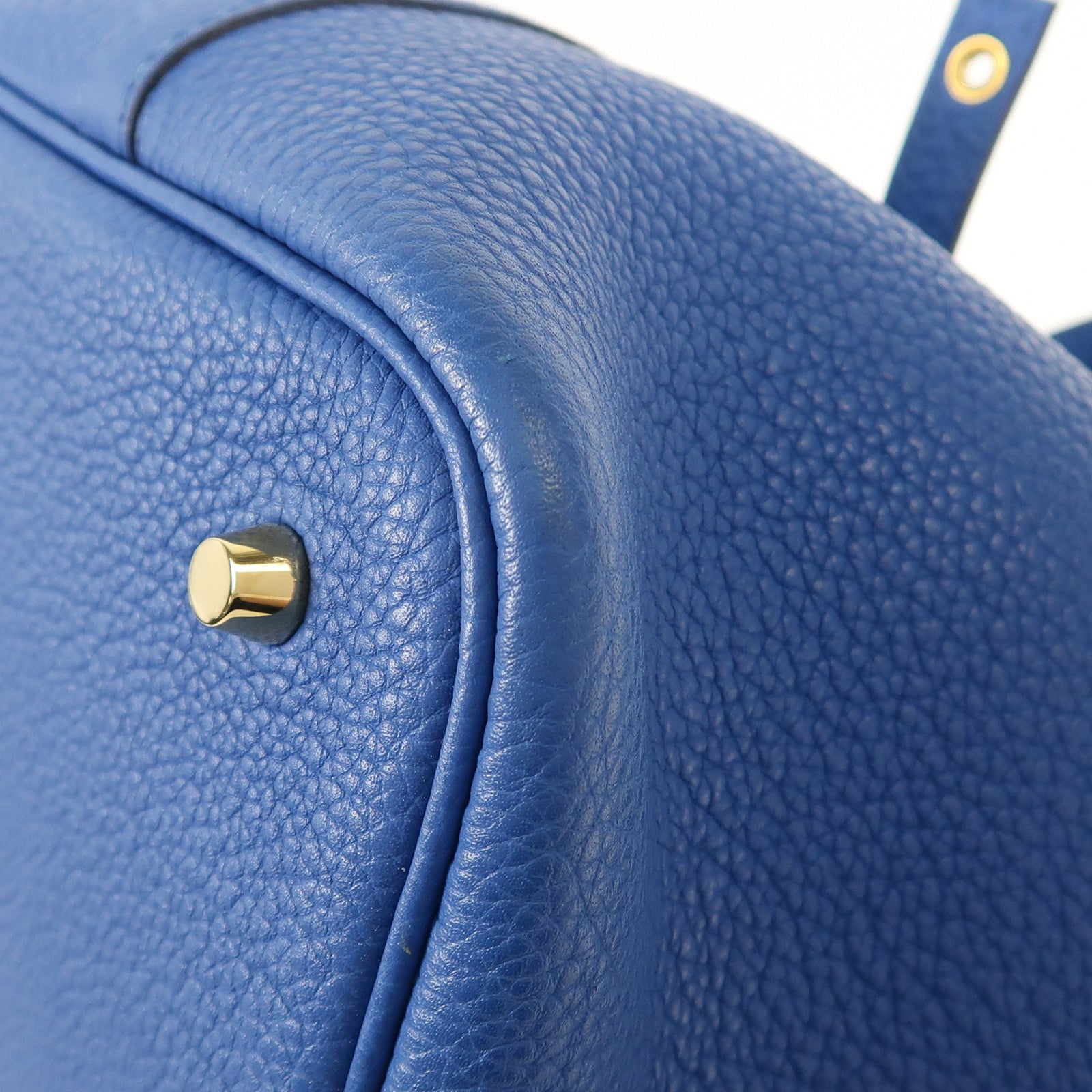 HERMES Clemence皮革Picotin MM金扣手挽袋Blue France