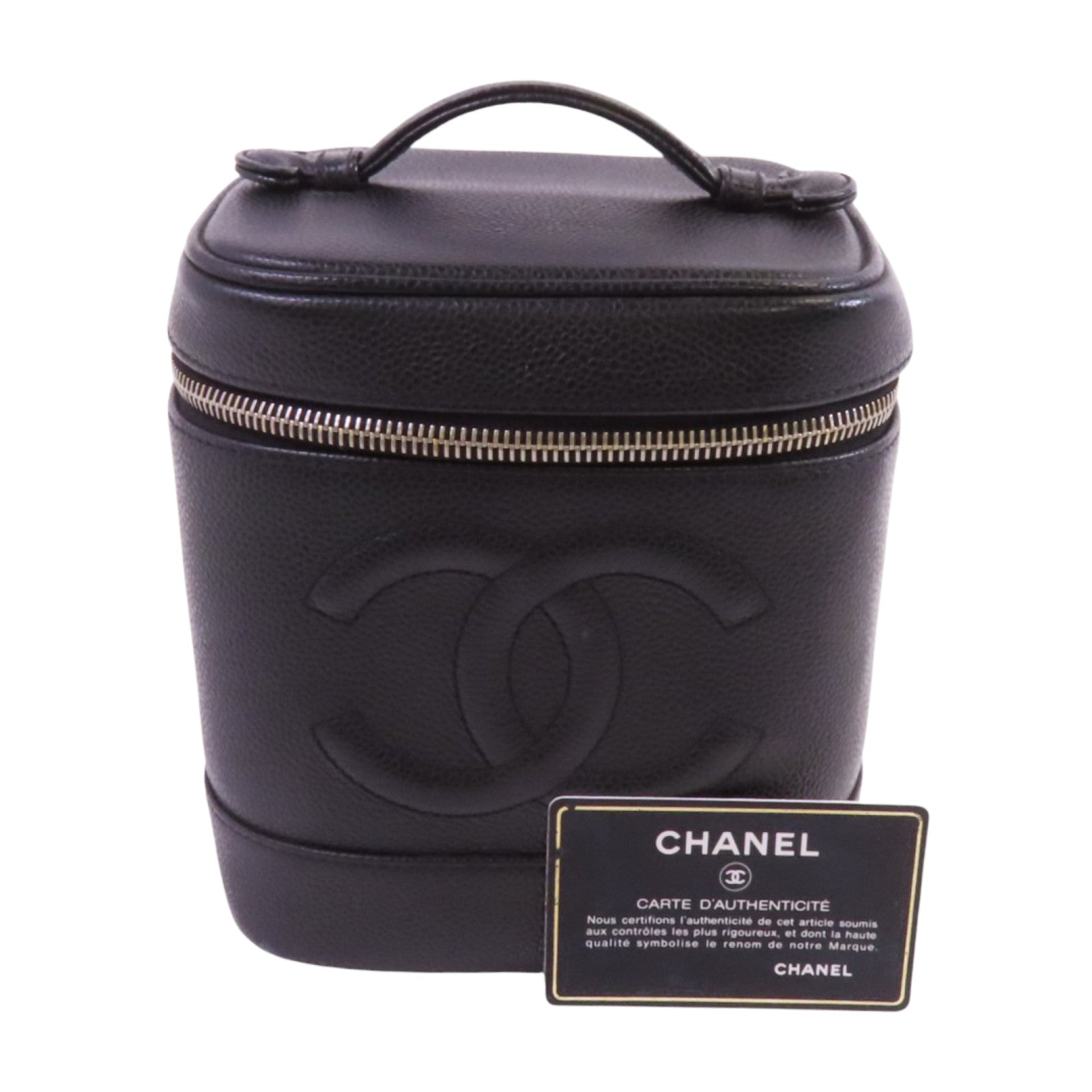 CHANEL 【激減優惠】牛皮皮革Vintage Vanity Case金扣手挽袋