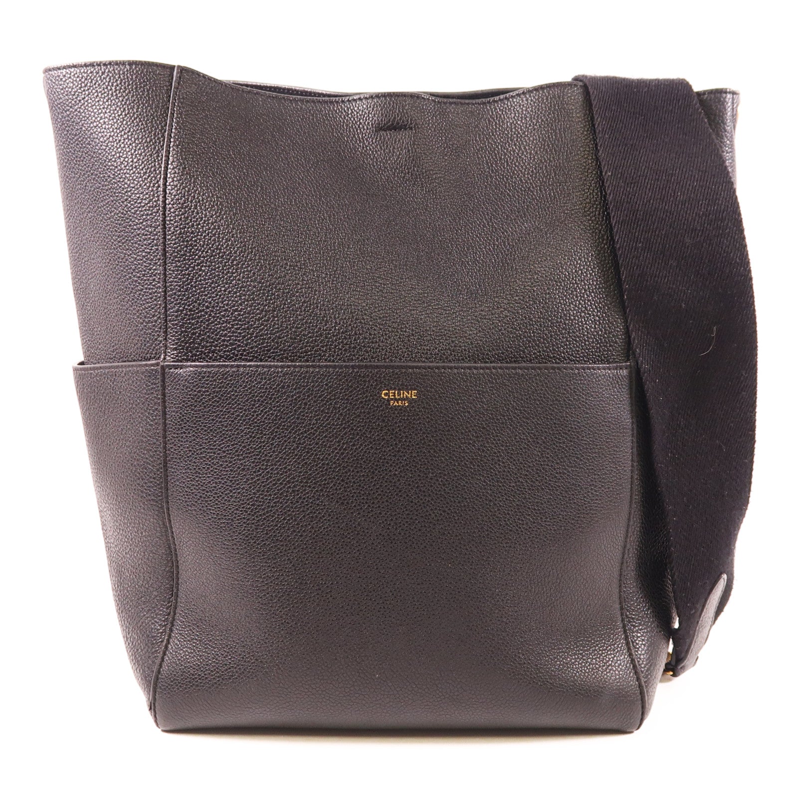 CELINE 牛皮皮革Sangle Bucket Bag金扣肩背袋