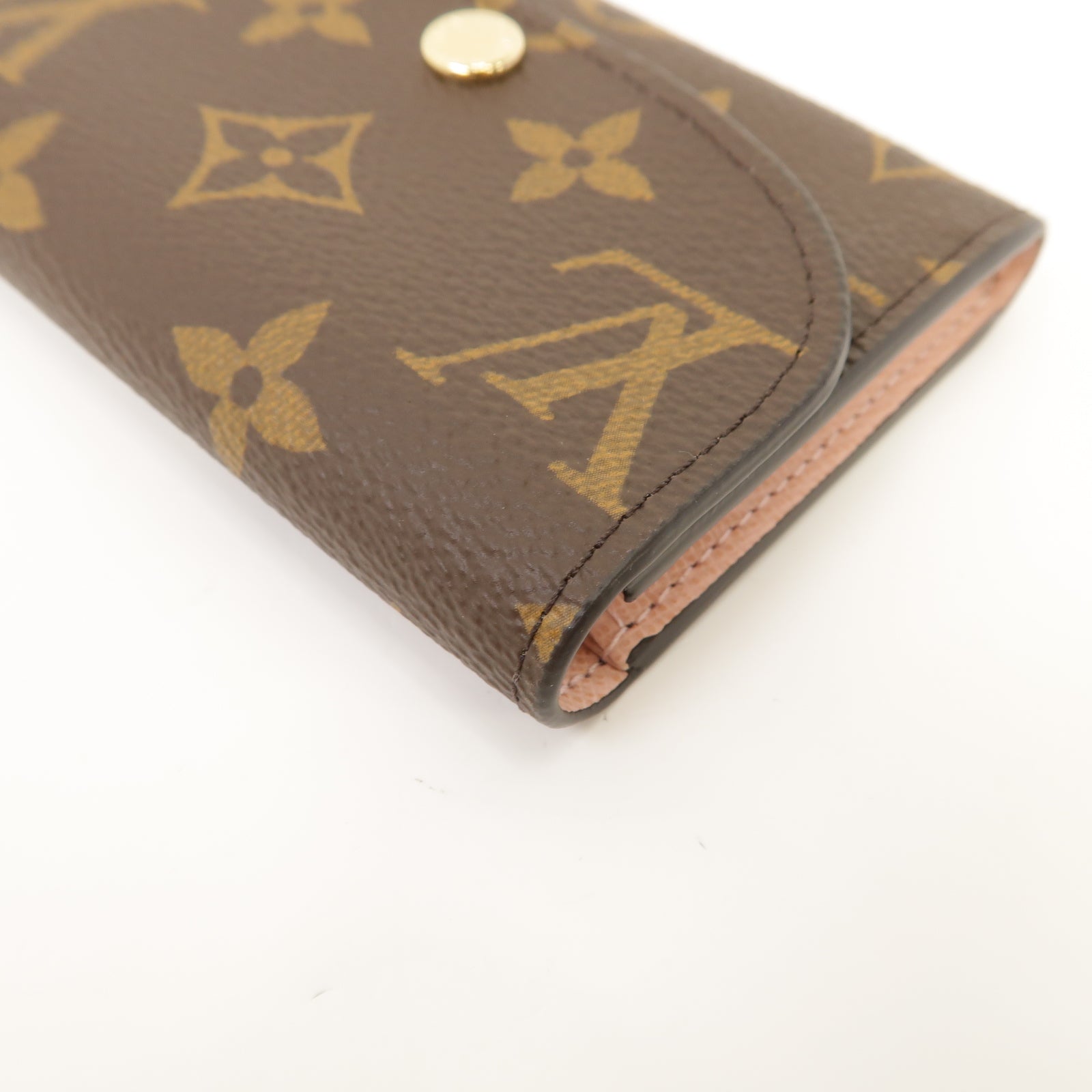 LOUIS VUITTON Monogram Card Case金扣卡片套棕色/粉紅色