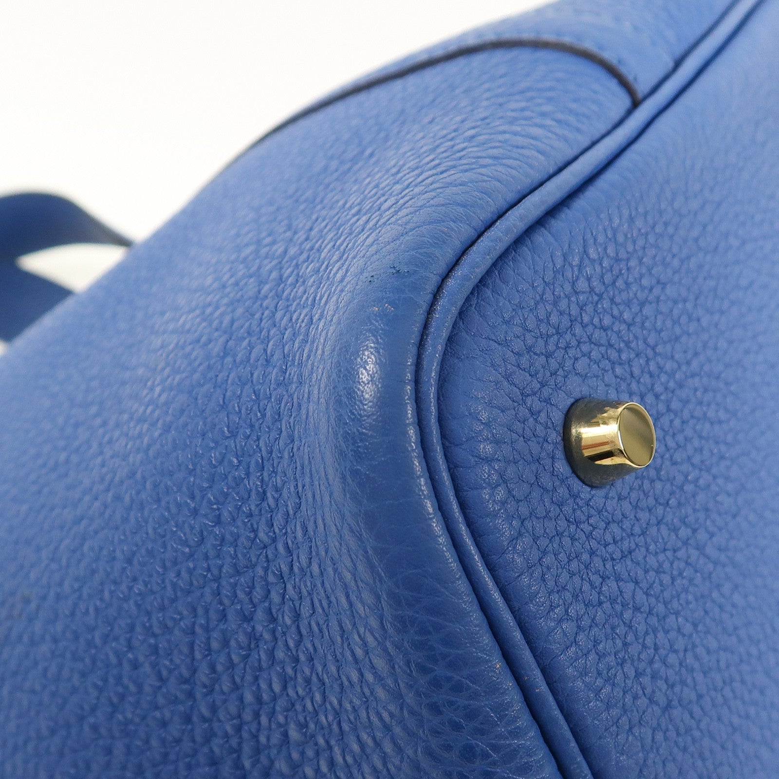 HERMES Clemence皮革Picotin MM金扣手挽袋Blue France