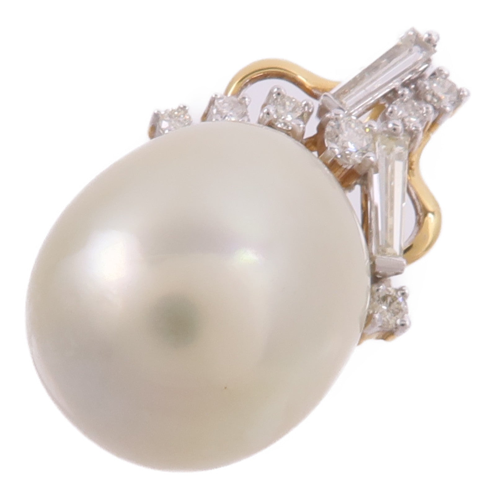 JEWELRY 18K黃金/白金Pearl Diamond Pendant Top珍珠/鑽石吊墜