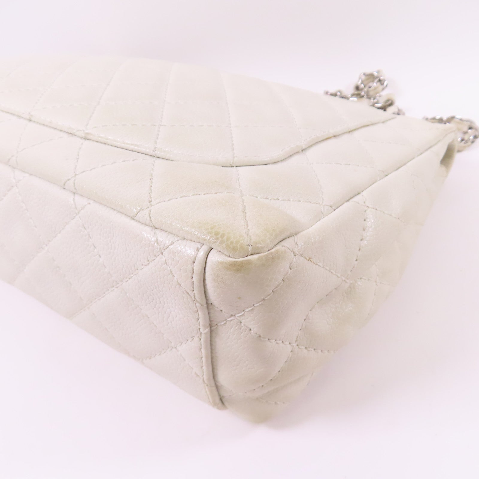 CHANEL 牛皮皮革Chain Shoulder銀扣鏈帶肩背袋