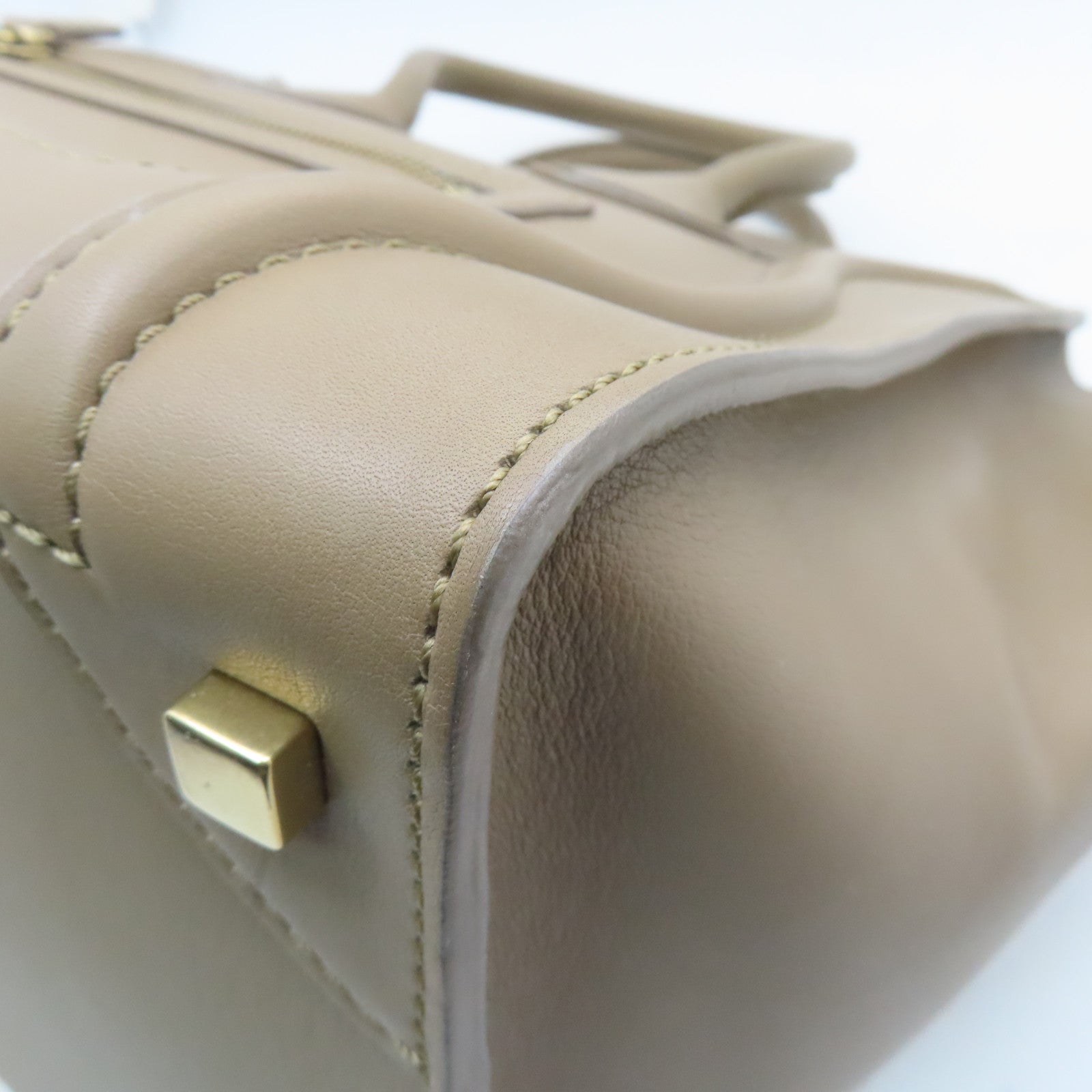 CELINE 【激減優惠】牛皮皮革Nano Luggage Bag金扣手挽袋駝色