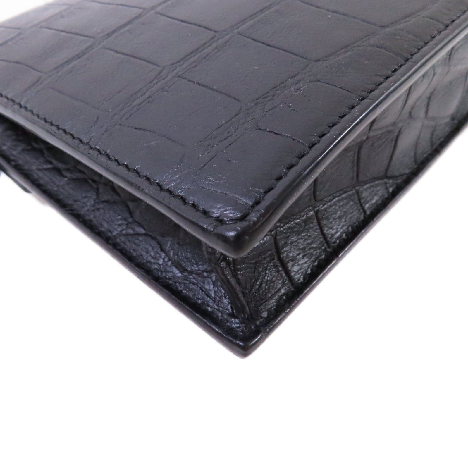 YVES SAINT LAURENT 牛皮皮革WOC Shoulder Bag鏈帶肩背袋黑色