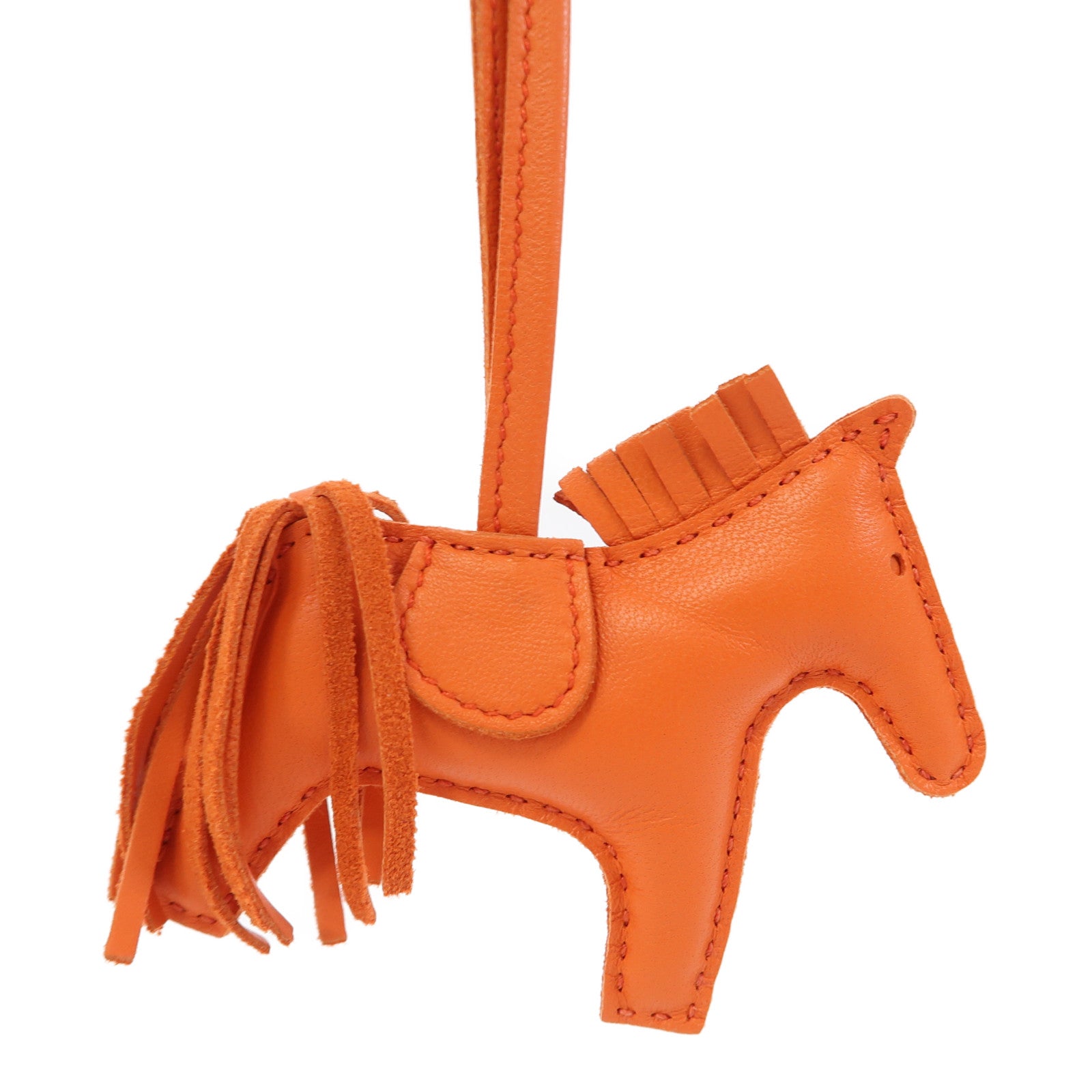 HERMES Swift皮革Rodeo PM掛飾橙色
