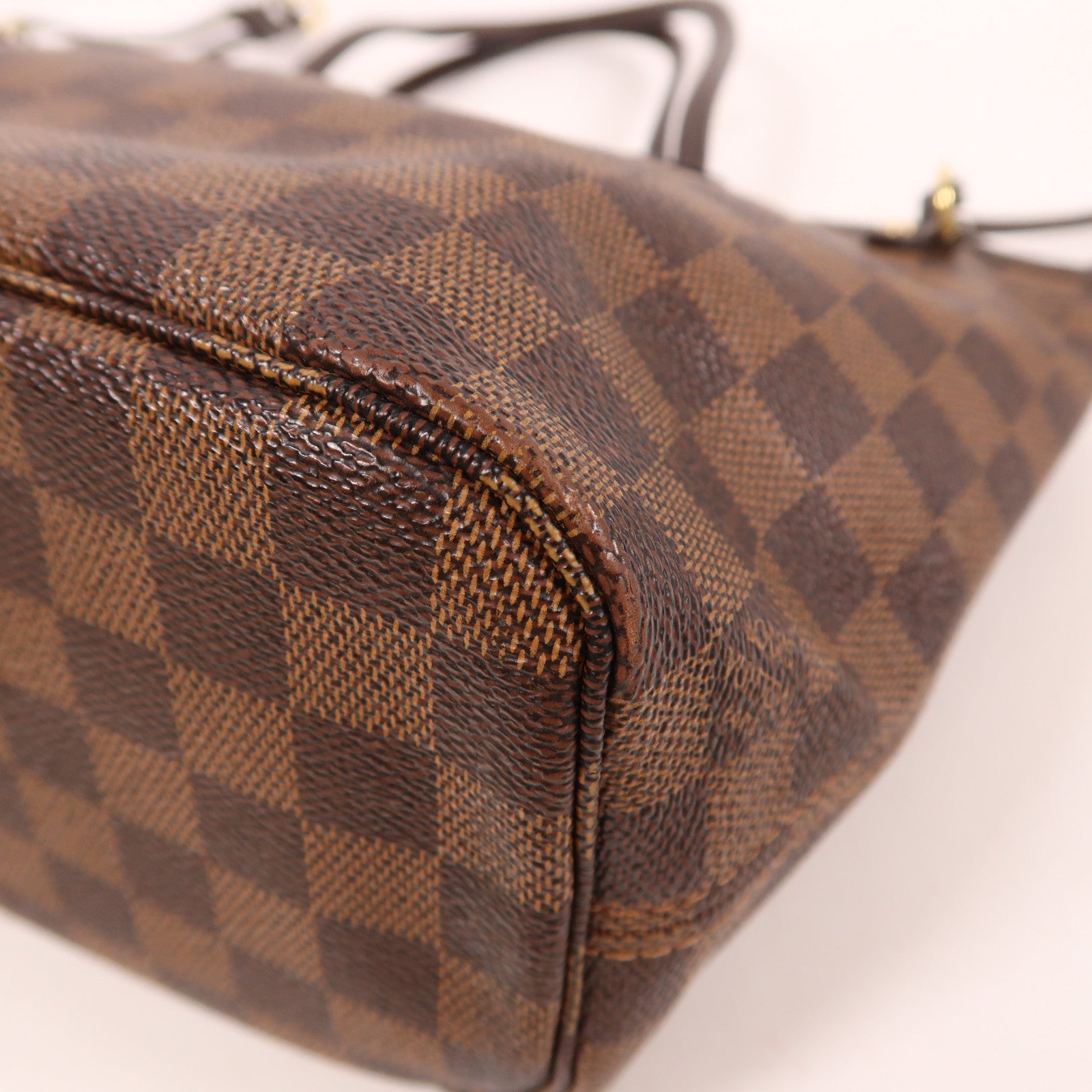 LOUIS VUITTON Damier Ebene Neverfull PM金扣手挽袋