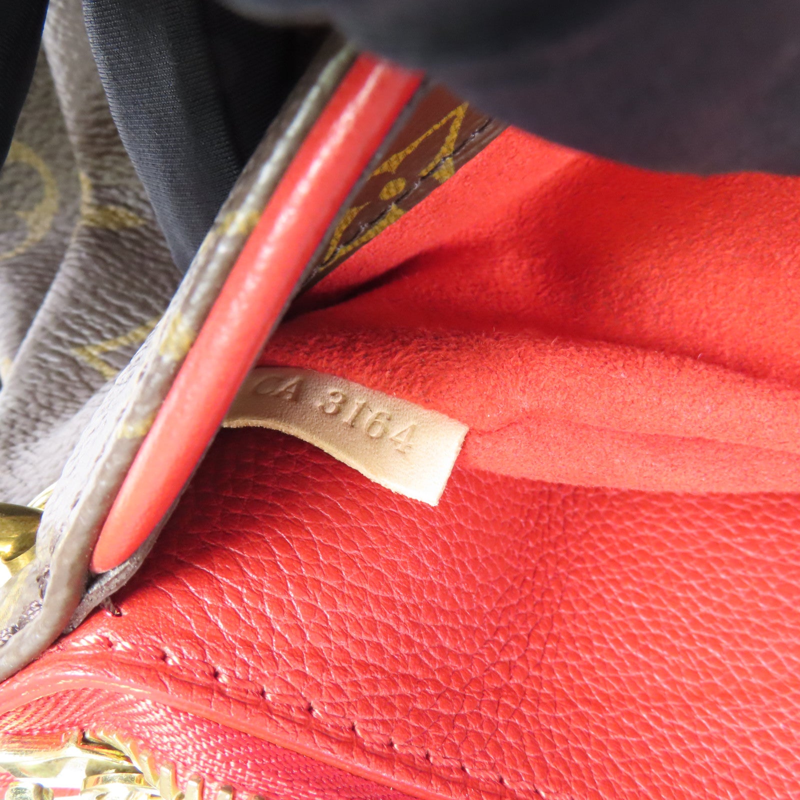 LOUIS VUITTON 【激減優惠】Monogram Pallas金扣手挽肩背兩用袋棕色/紅色