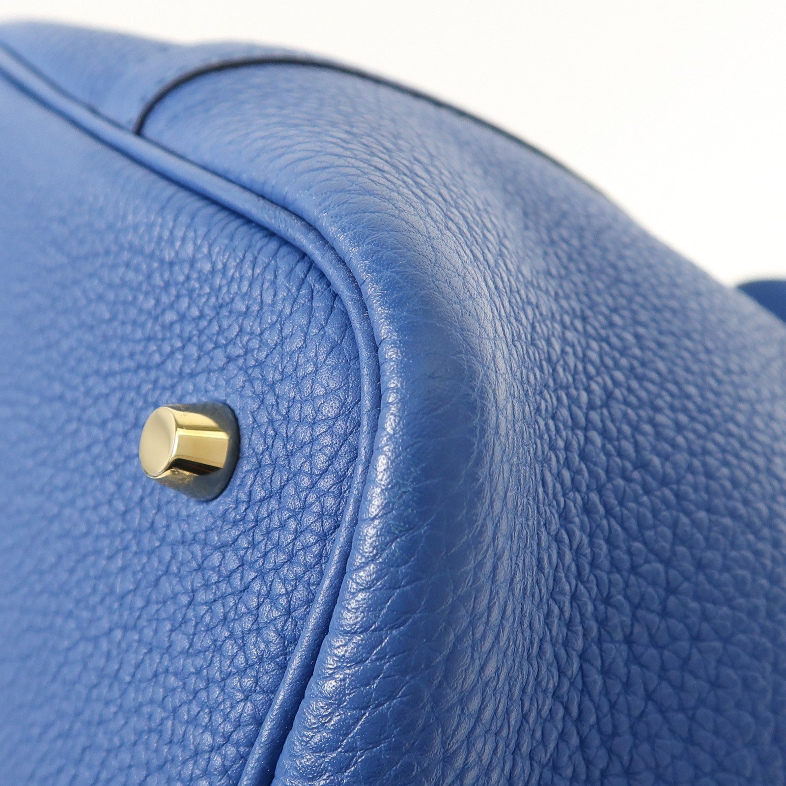 HERMES Clemence皮革Picotin MM金扣手挽袋Blue France