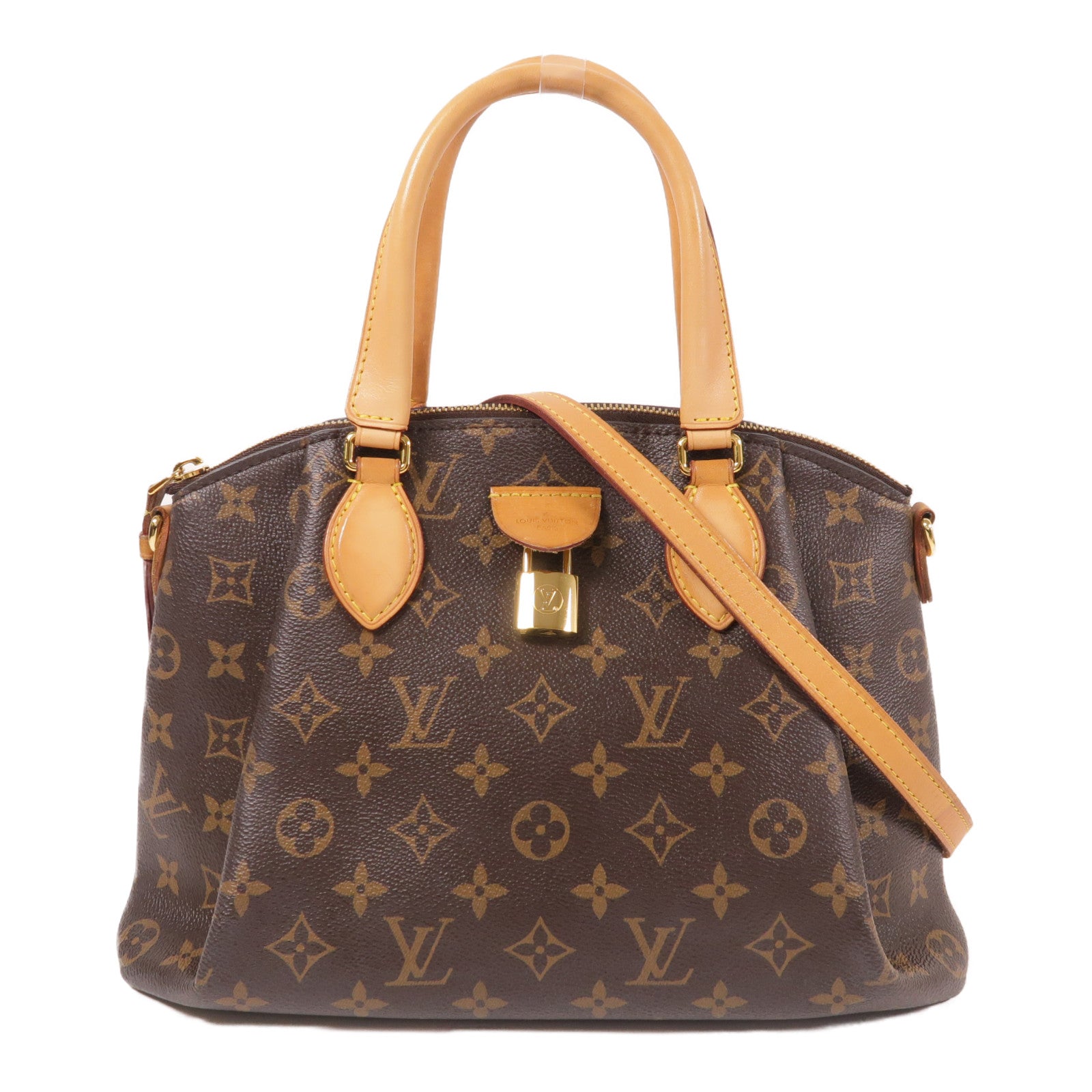 LOUIS VUITTON Monogram Rivoli PM金扣手挽肩背兩用袋棕色