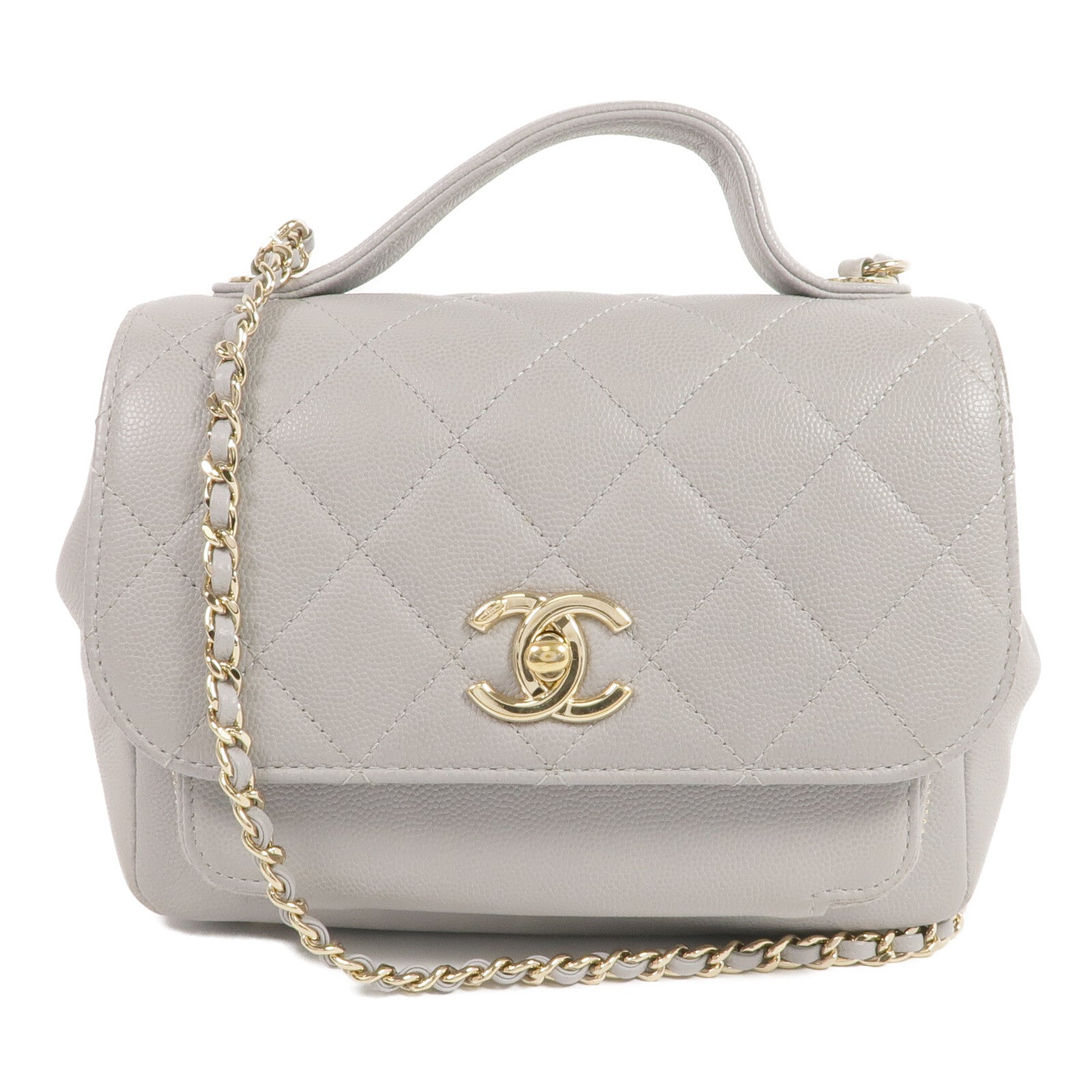 CHANEL 牛皮皮革2way Chain Shoulder Bag金扣手挽肩背兩用袋