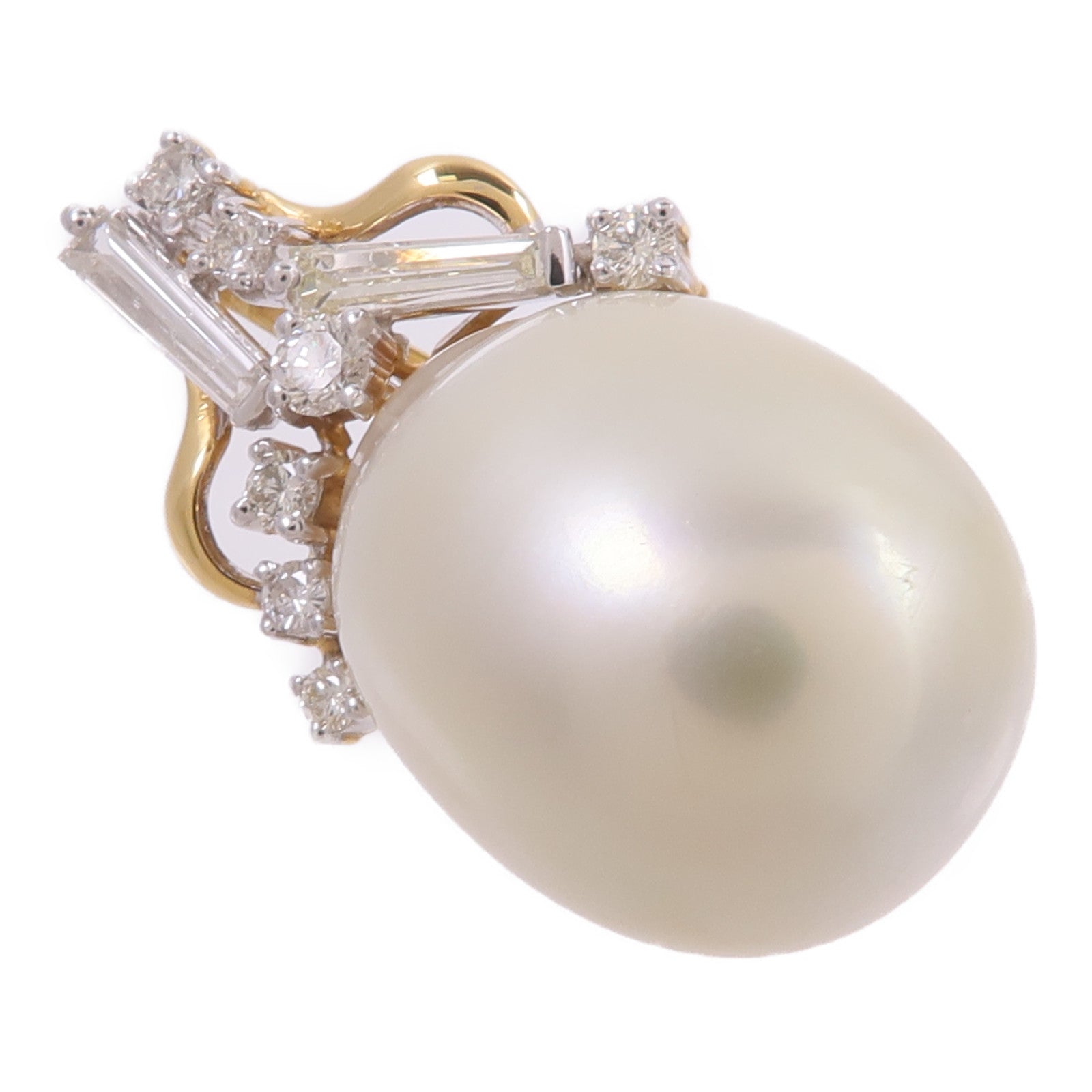 JEWELRY 18K黃金/白金Pearl Diamond Pendant Top珍珠/鑽石吊墜