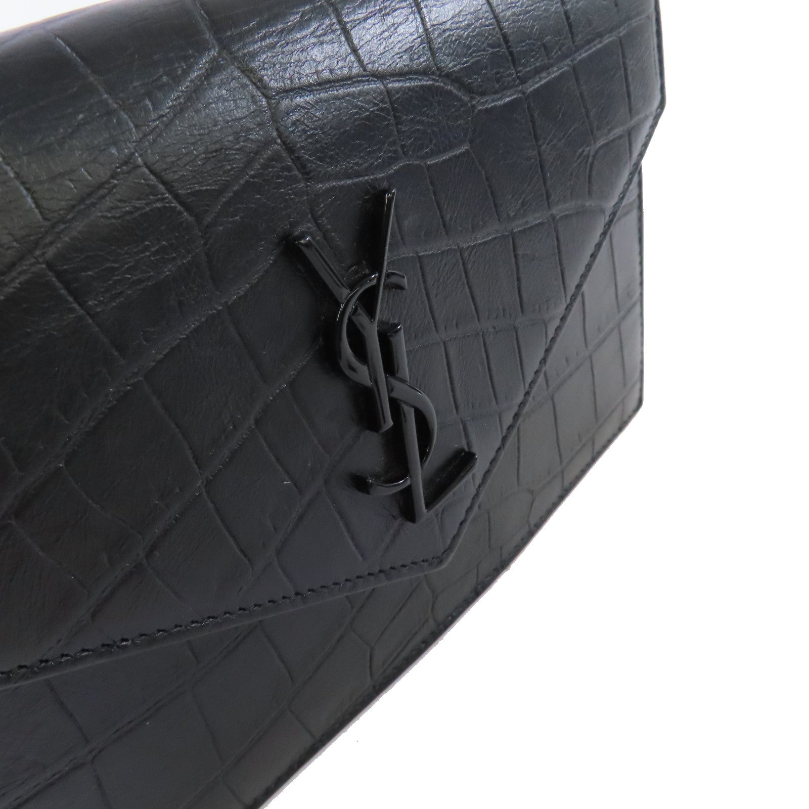 YVES SAINT LAURENT 牛皮皮革WOC Shoulder Bag鏈帶肩背袋黑色