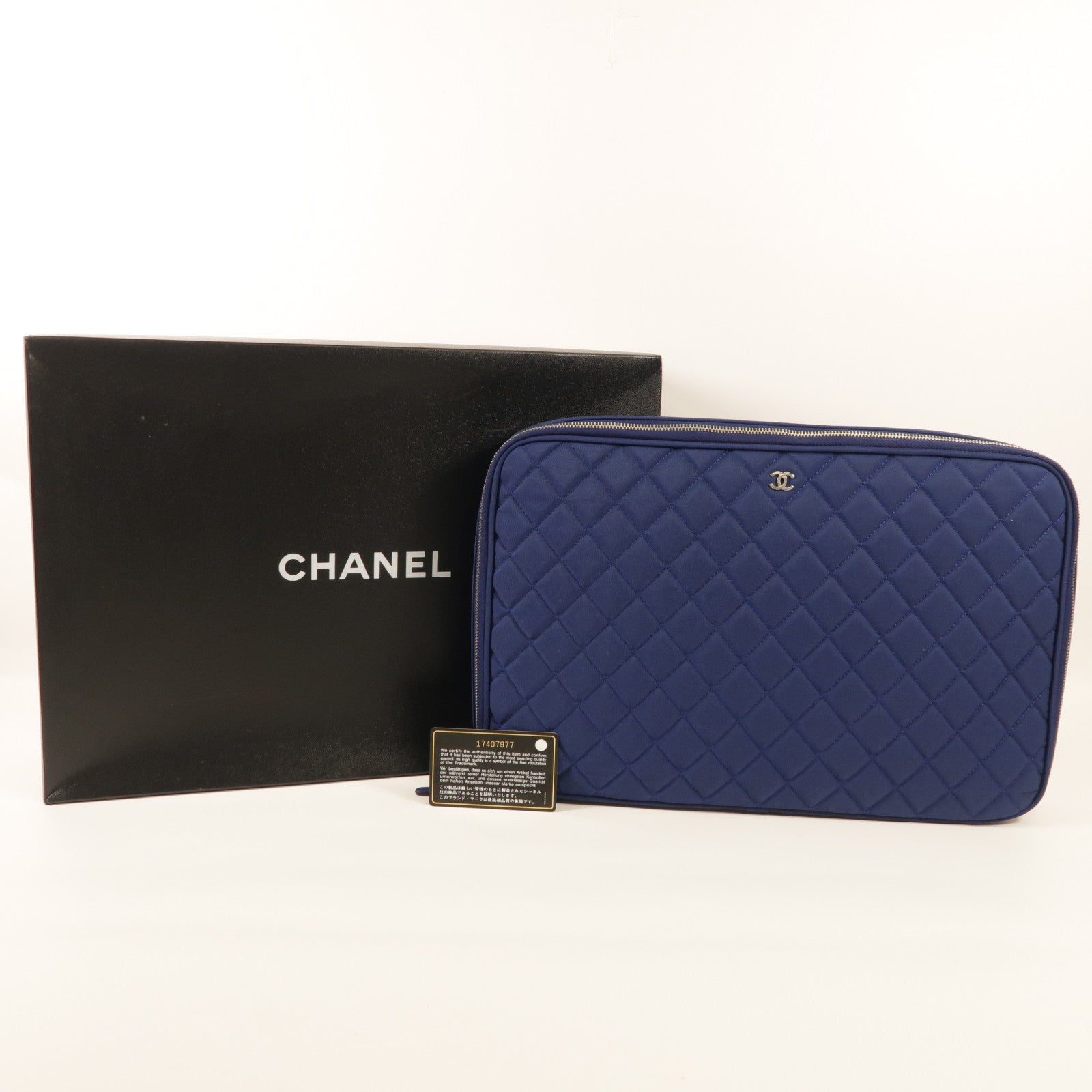 CHANEL CC SHW Laptop Bag Nylon Blue