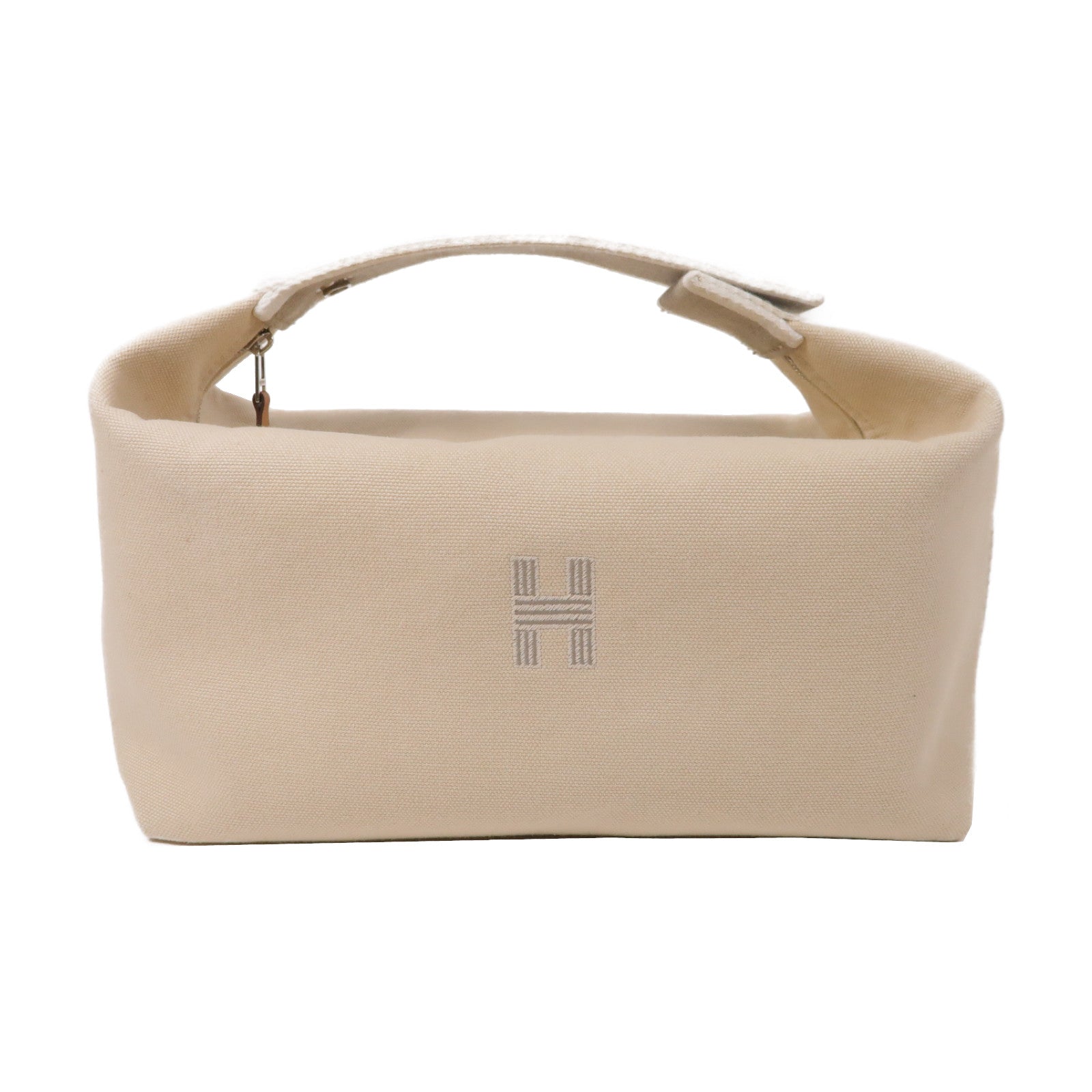 HERMES 帆布Bride A Brac Cabriole銀扣手挽袋米色