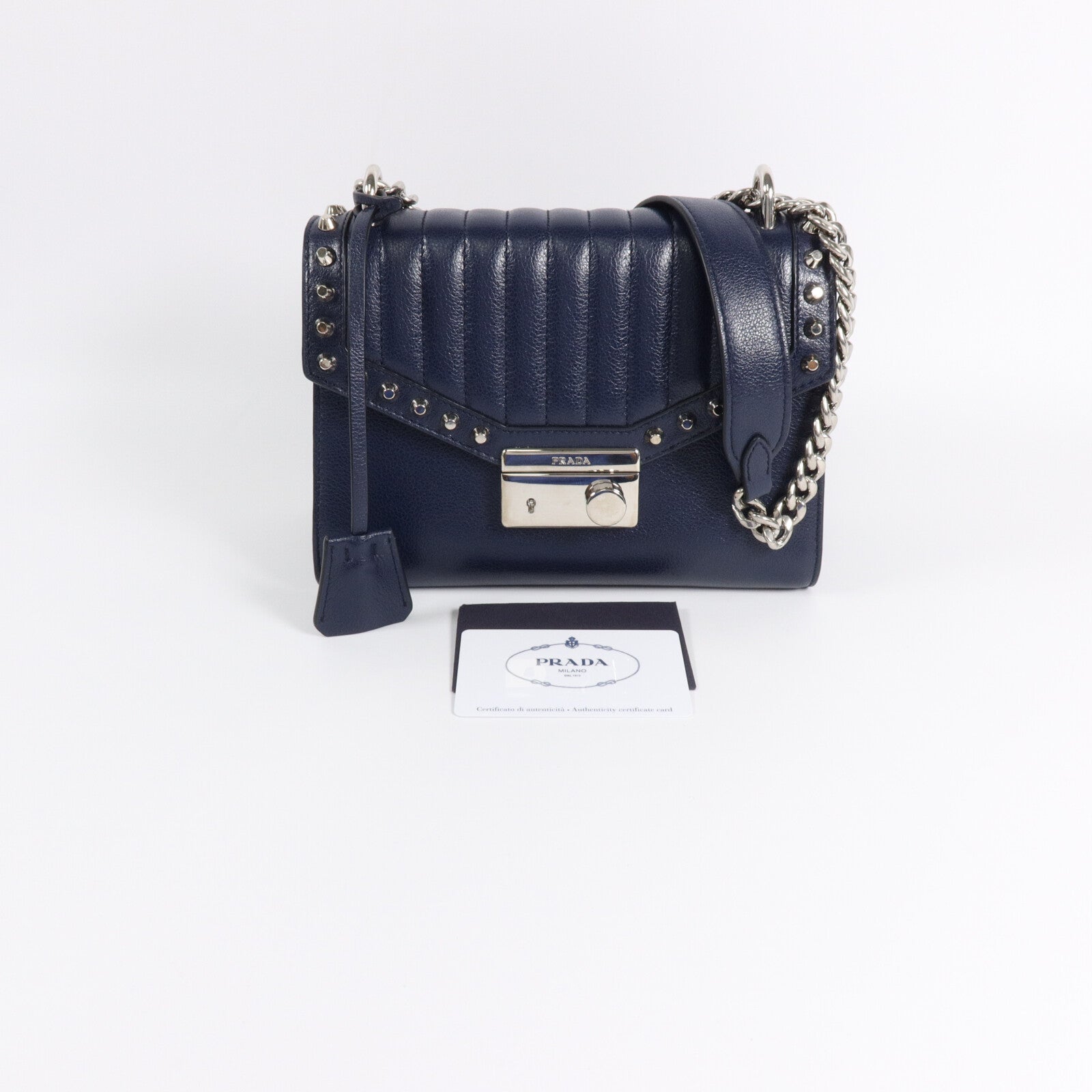 PRADA 牛皮皮革Studded Padlock肩背袋
