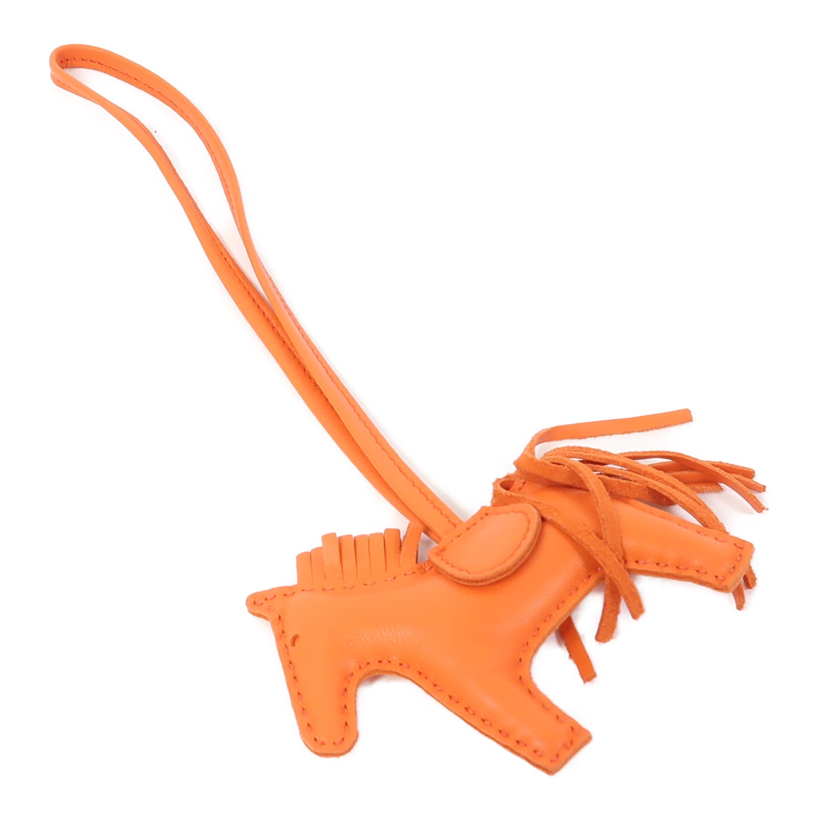 HERMES Swift皮革Rodeo PM掛飾橙色