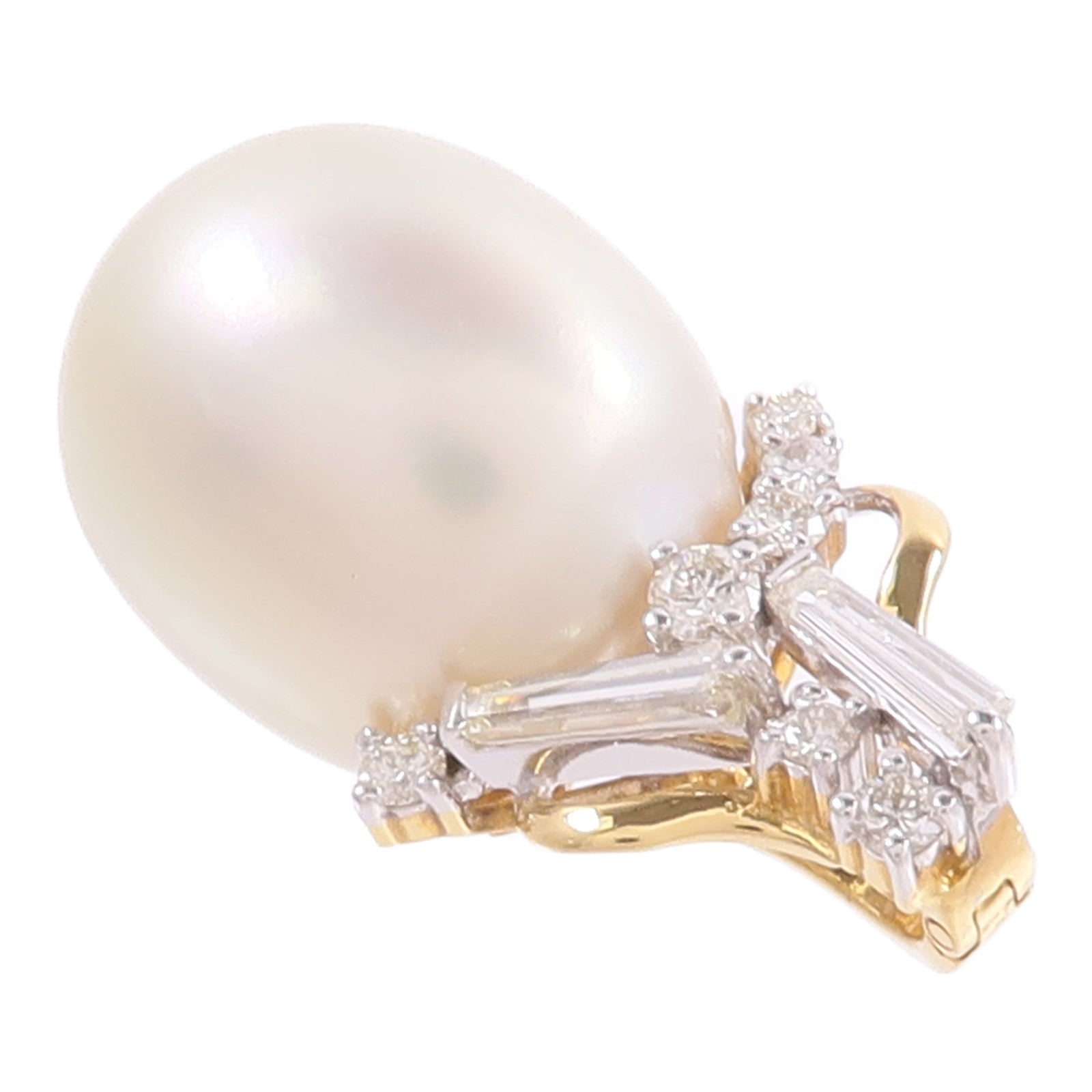 JEWELRY 18K黃金/白金Pearl Diamond Pendant Top珍珠/鑽石吊墜