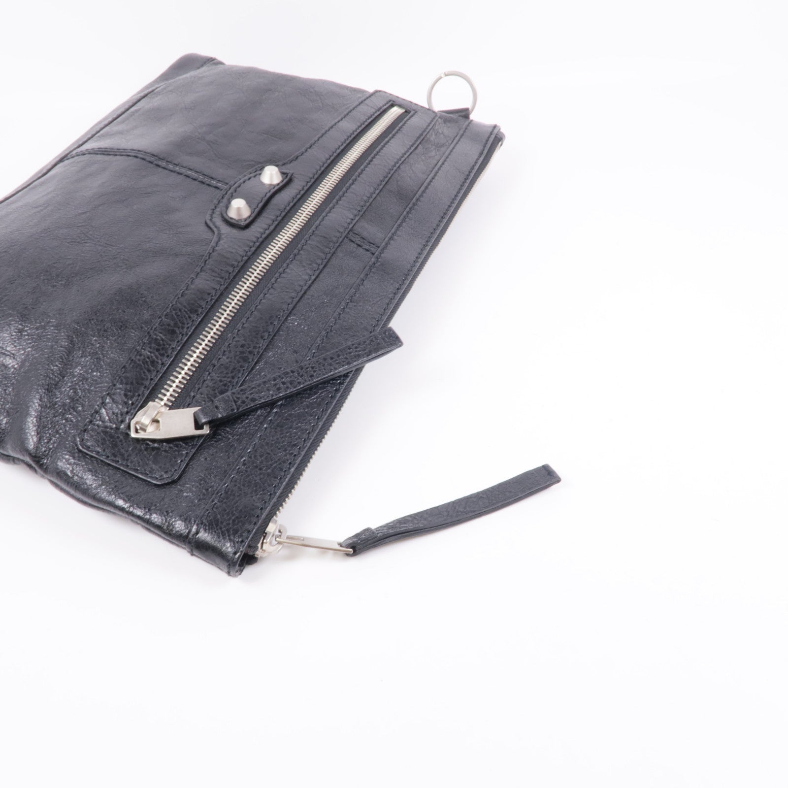BALENCIAGA 皮革Clutch Bag銀扣手拿包