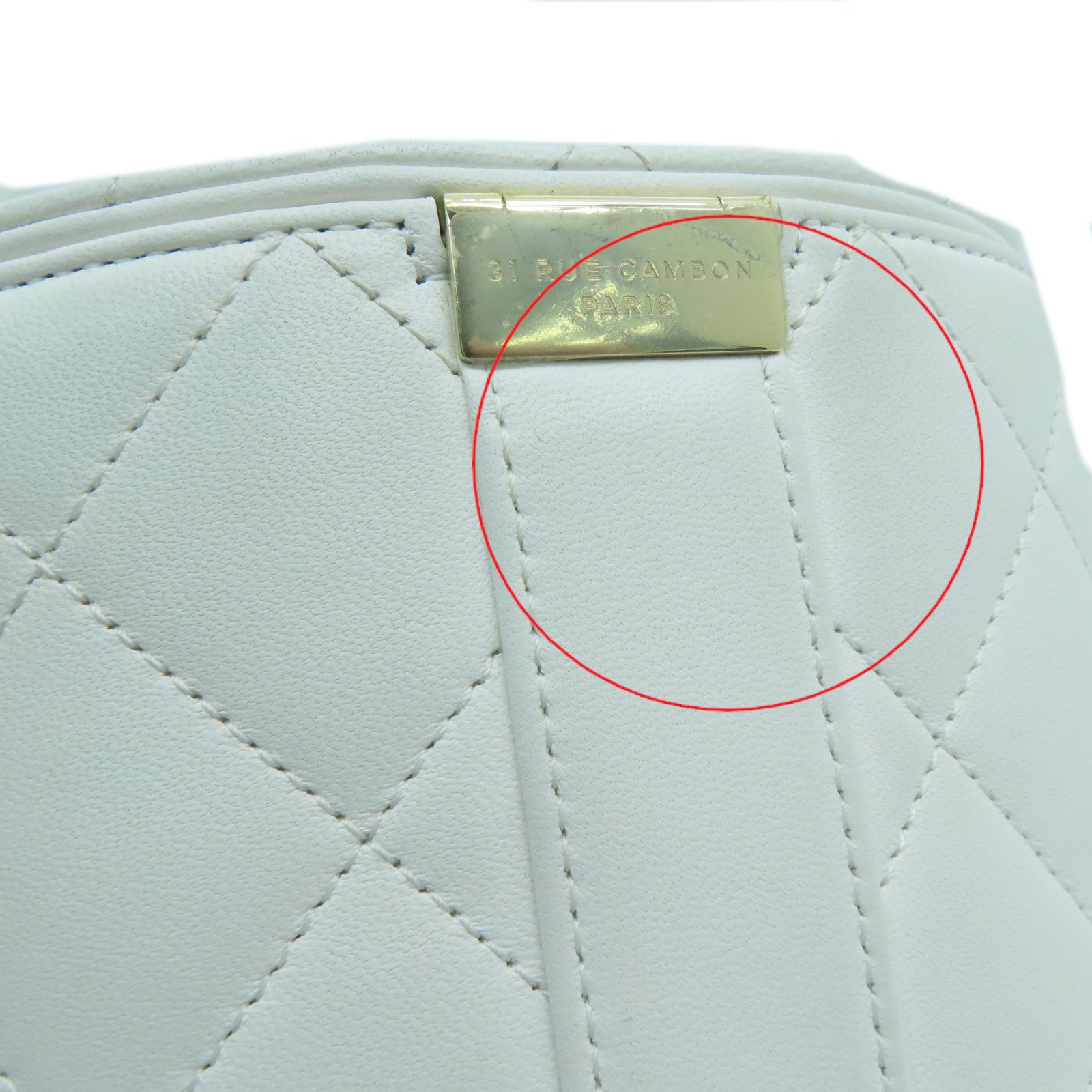 CHANEL 菱格牛皮皮革金扣Chain Shoulder Bag链带肩背袋白色