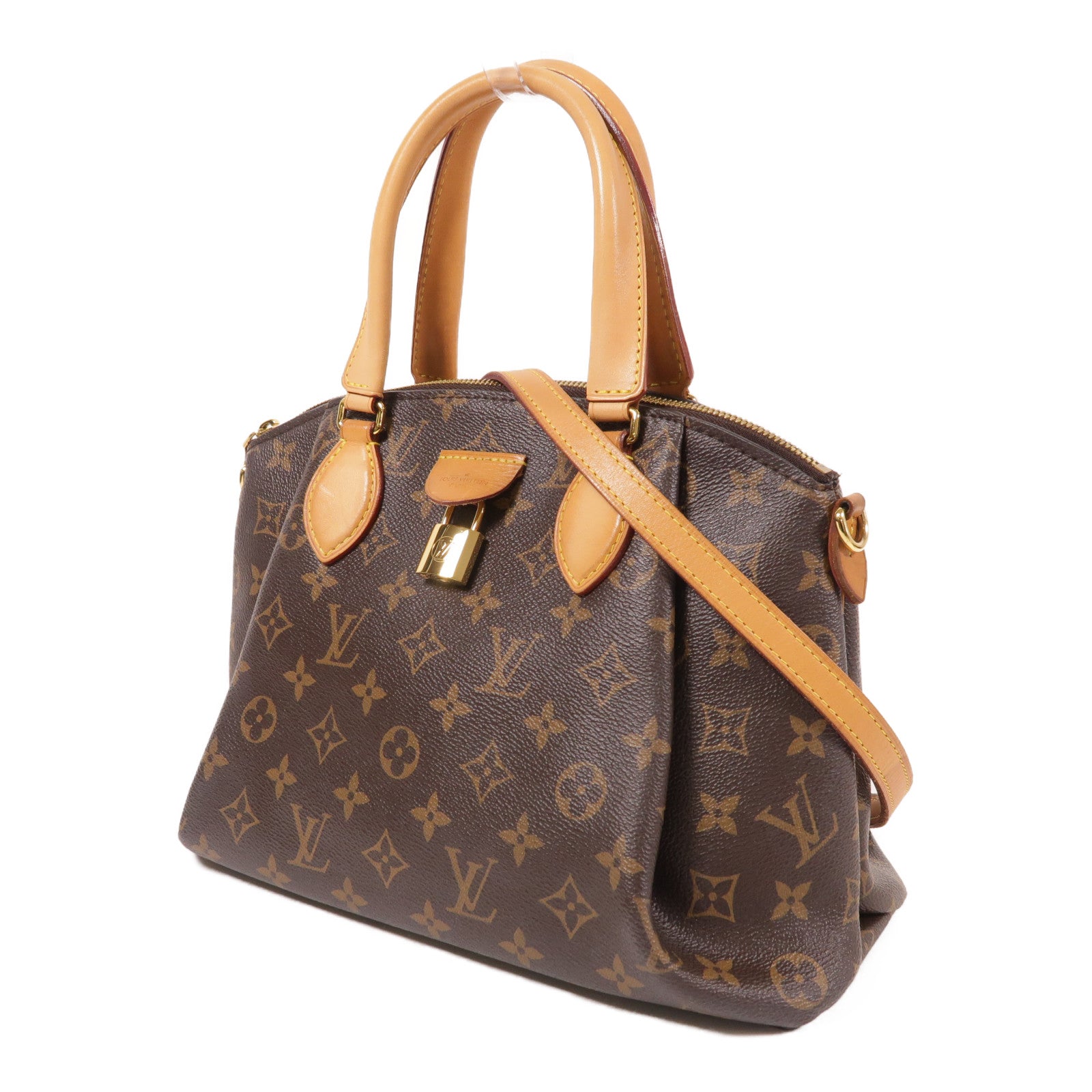 LOUIS VUITTON Monogram Rivoli PM金扣手挽肩背兩用袋棕色