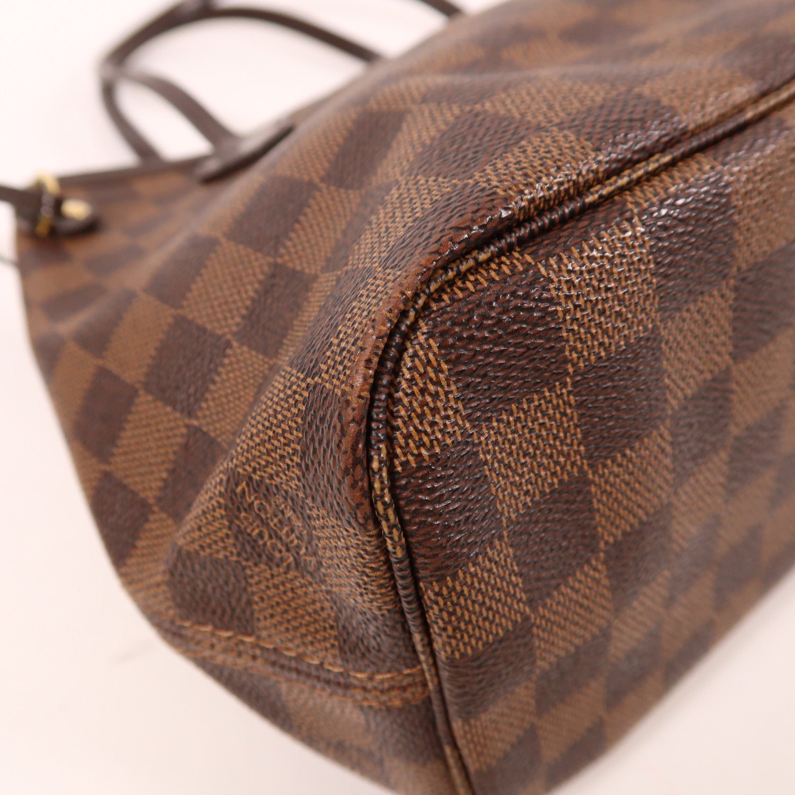 LOUIS VUITTON Damier Ebene Neverfull PM金扣手挽袋
