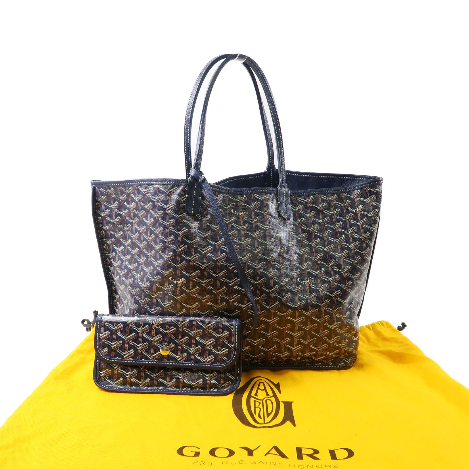 GOYARD 塗層帆布Anjou銀扣手挽袋/肩背袋深藍色