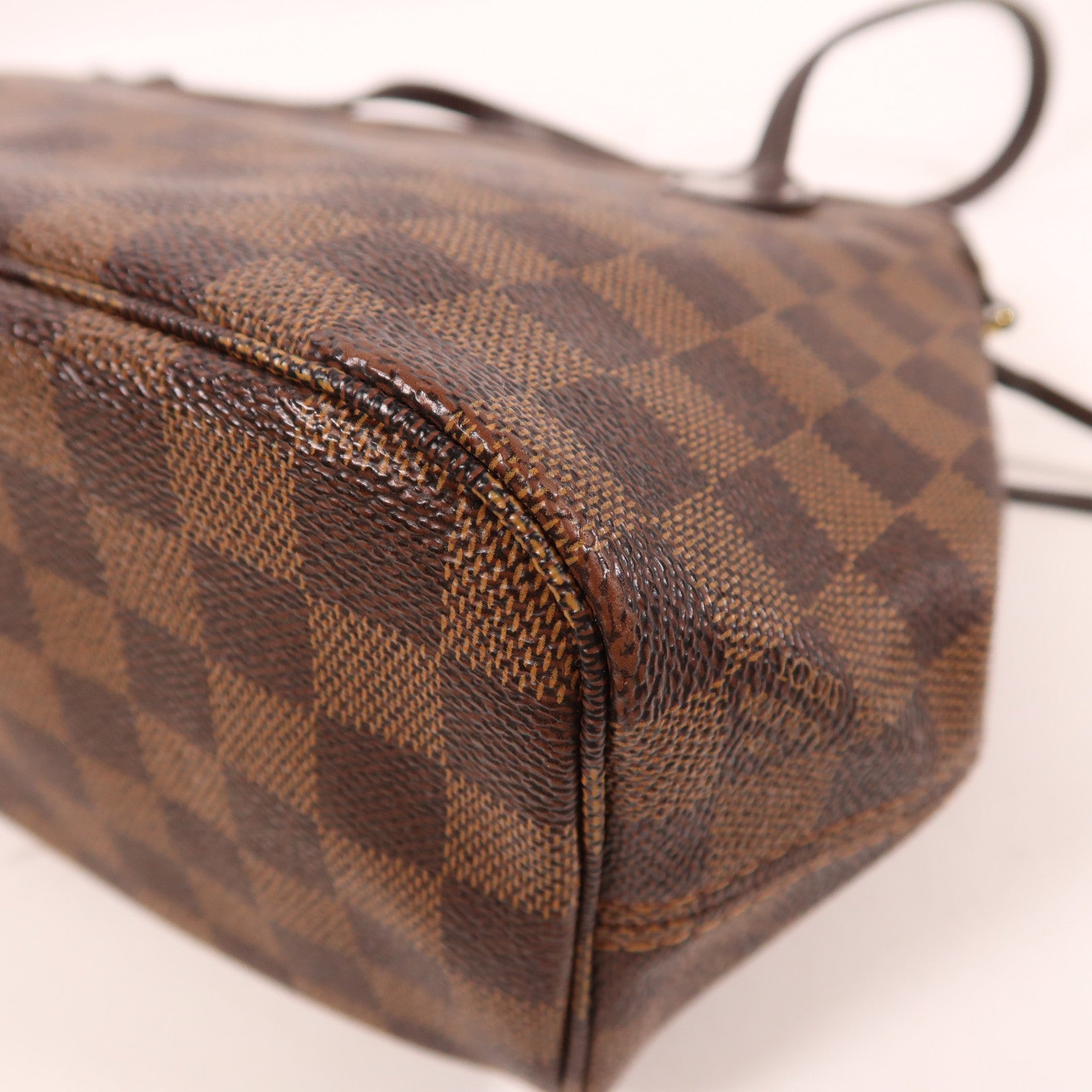 LOUIS VUITTON Damier Ebene Neverfull PM金扣手挽袋
