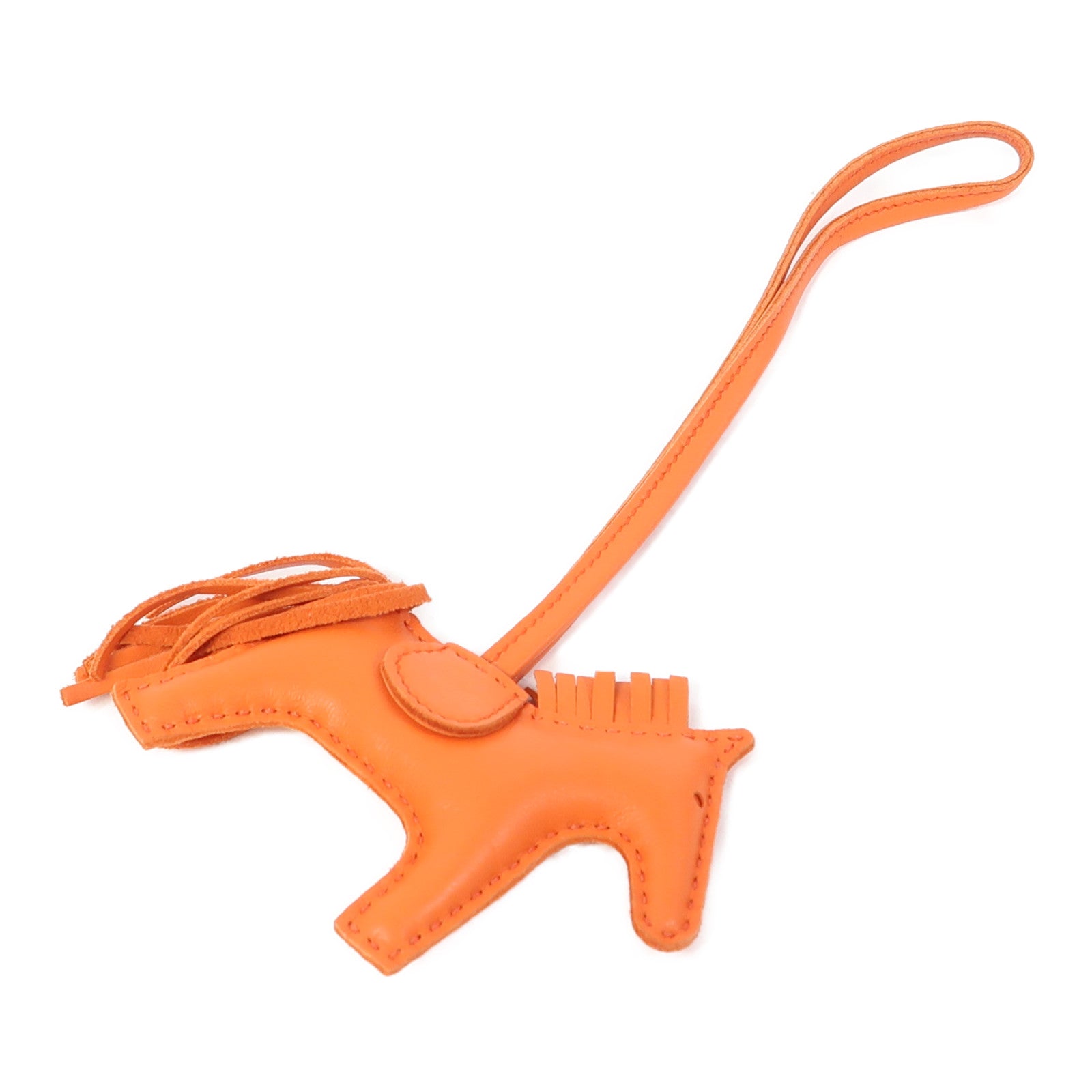 HERMES Swift皮革Rodeo PM掛飾橙色