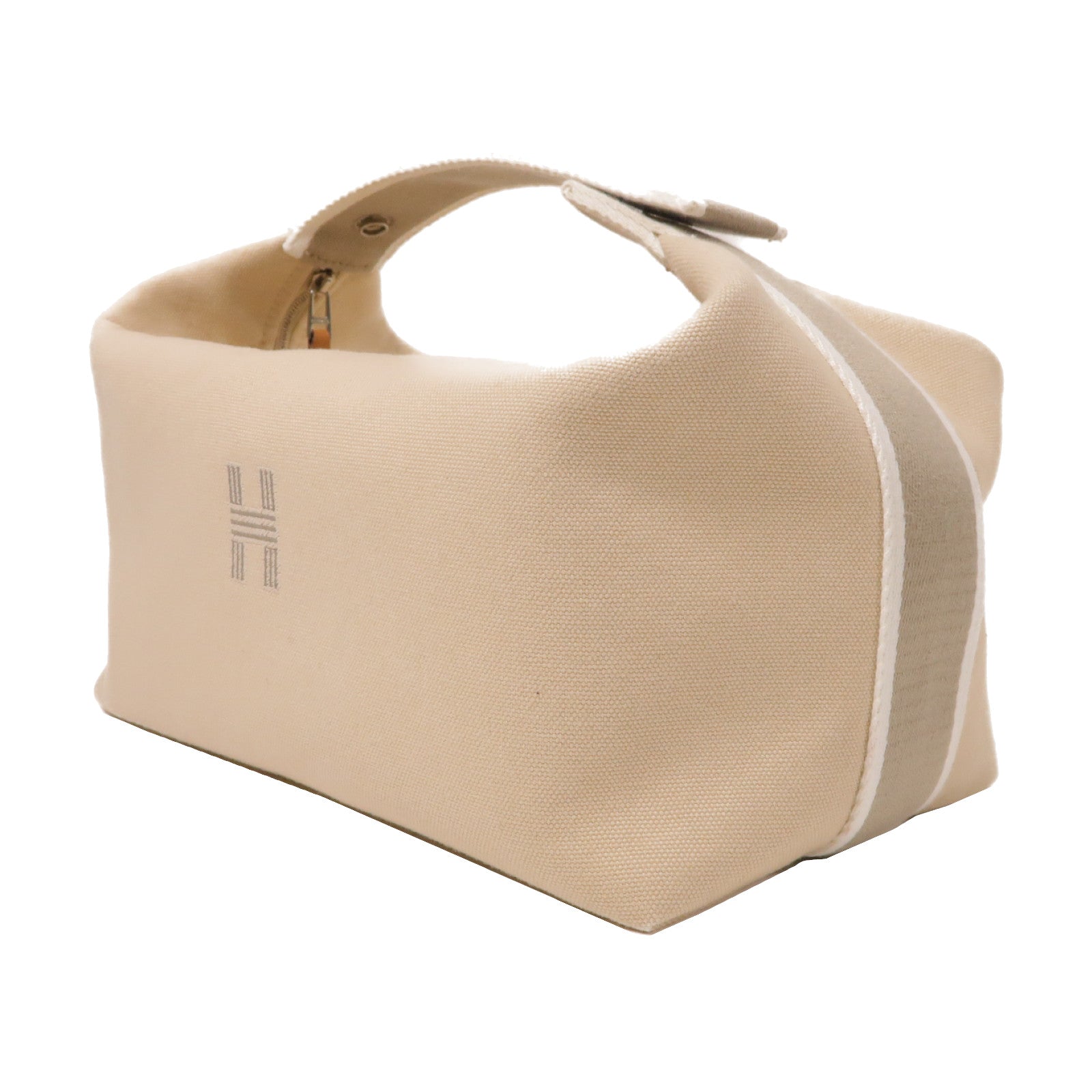 HERMES 帆布Bride A Brac Cabriole銀扣手挽袋米色