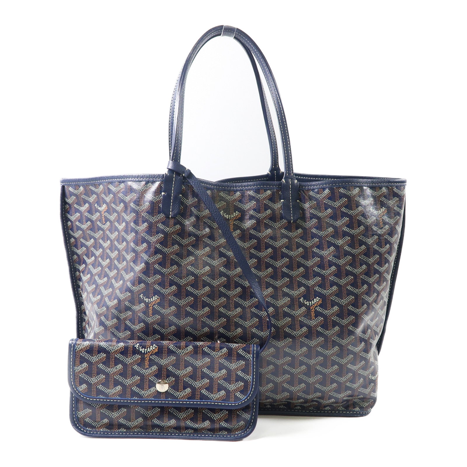 GOYARD 塗層帆布Anjou銀扣手挽袋/肩背袋深藍色