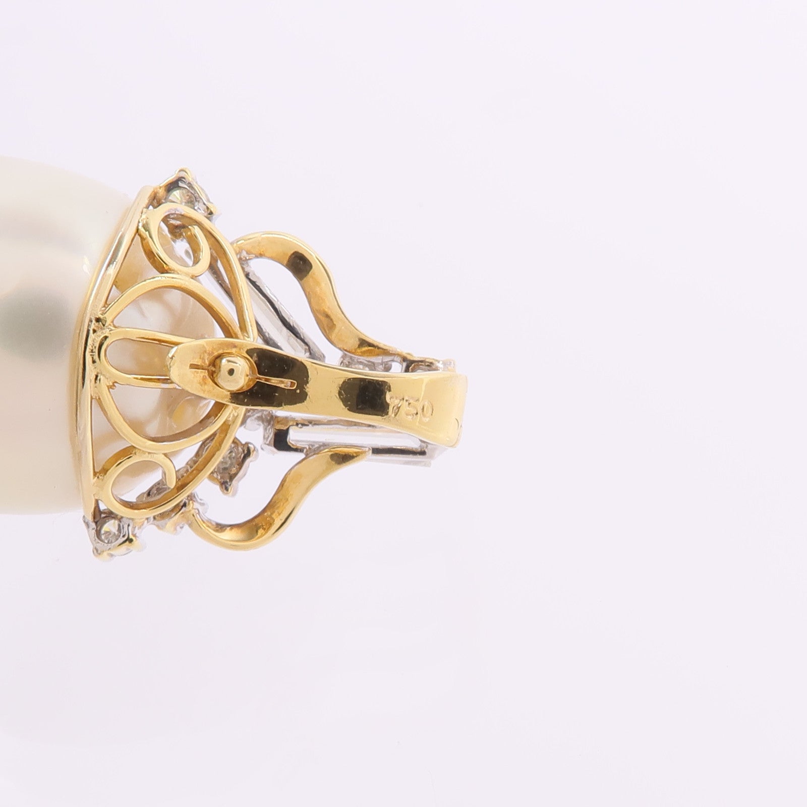 JEWELRY 18K黃金/白金Pearl Diamond Pendant Top珍珠/鑽石吊墜